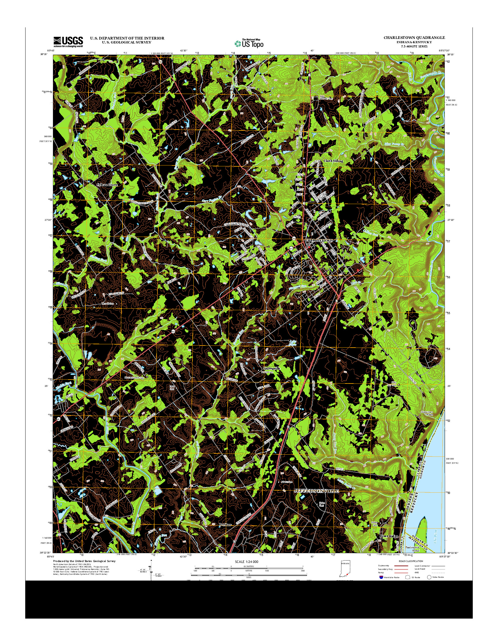 USGS US TOPO 7.5-MINUTE MAP FOR CHARLESTOWN, IN-KY 2013