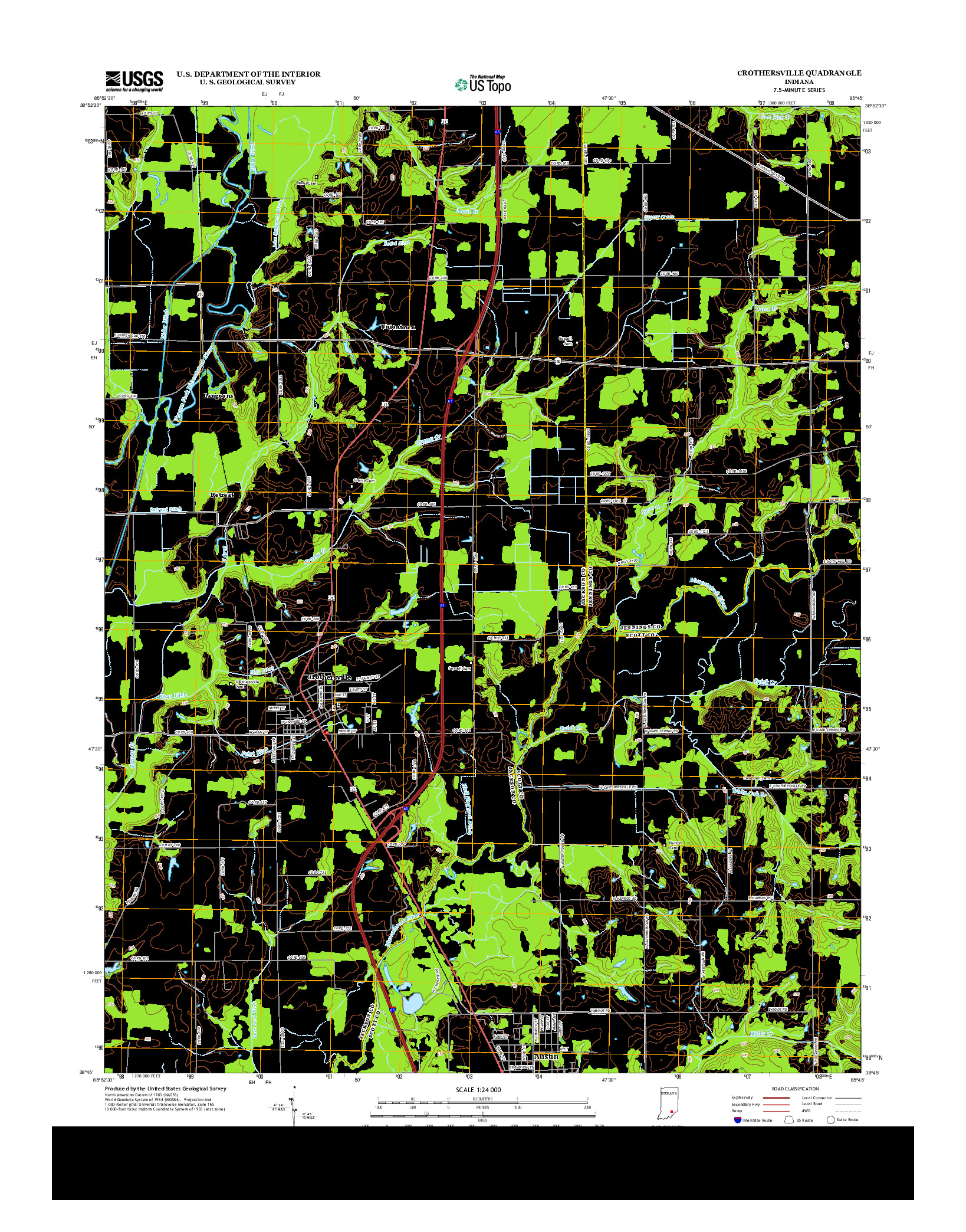 USGS US TOPO 7.5-MINUTE MAP FOR CROTHERSVILLE, IN 2013