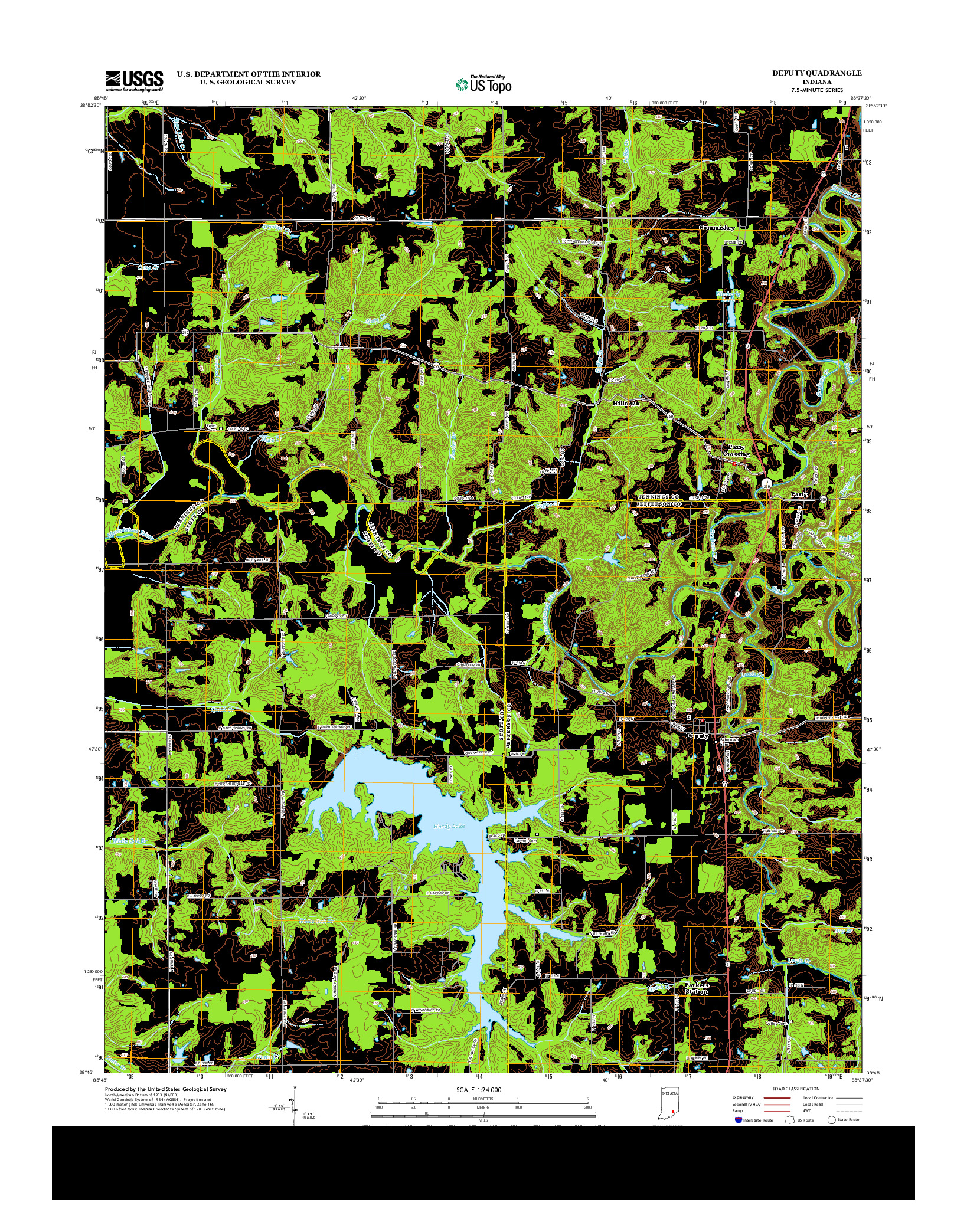 USGS US TOPO 7.5-MINUTE MAP FOR DEPUTY, IN 2013