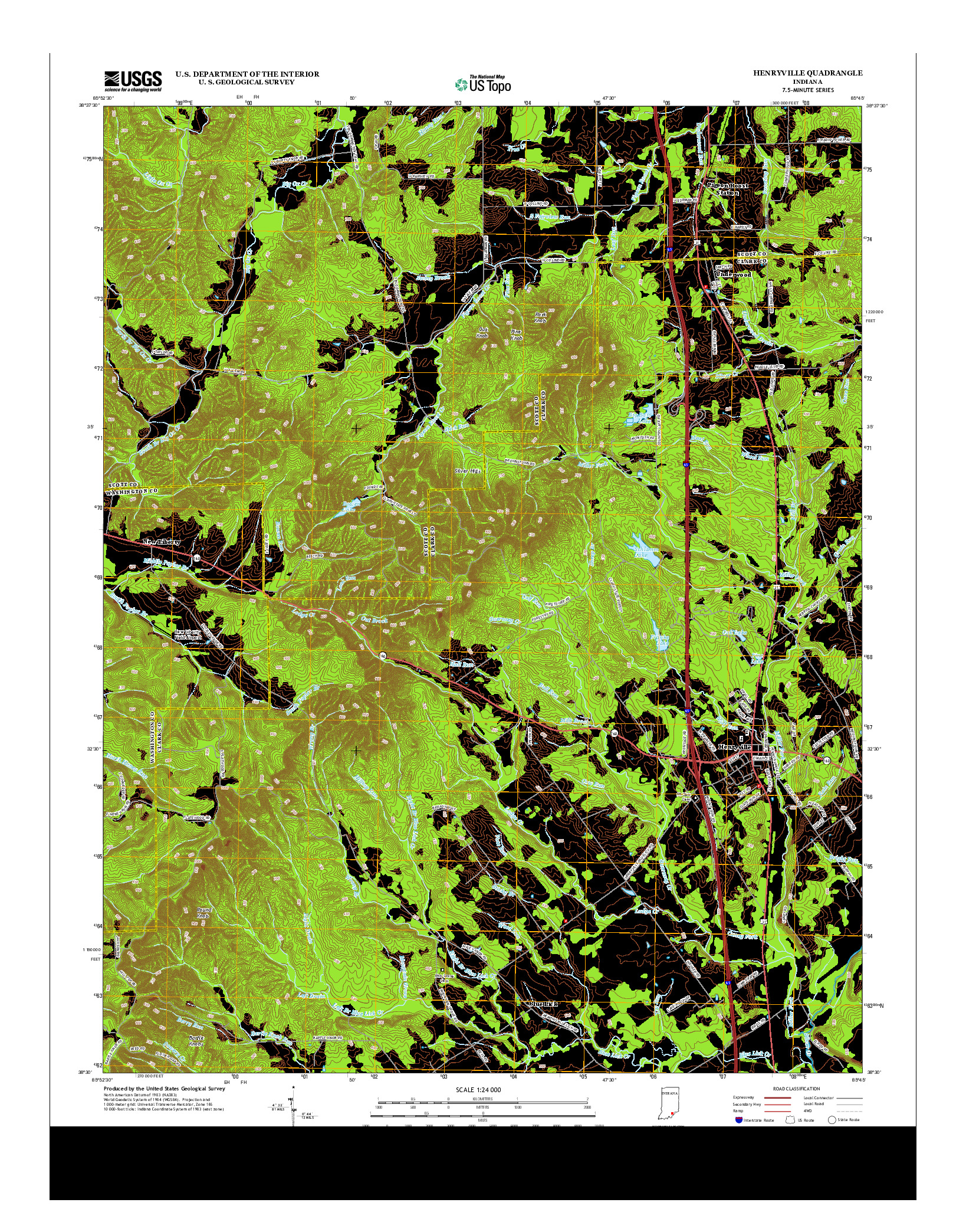 USGS US TOPO 7.5-MINUTE MAP FOR HENRYVILLE, IN 2013