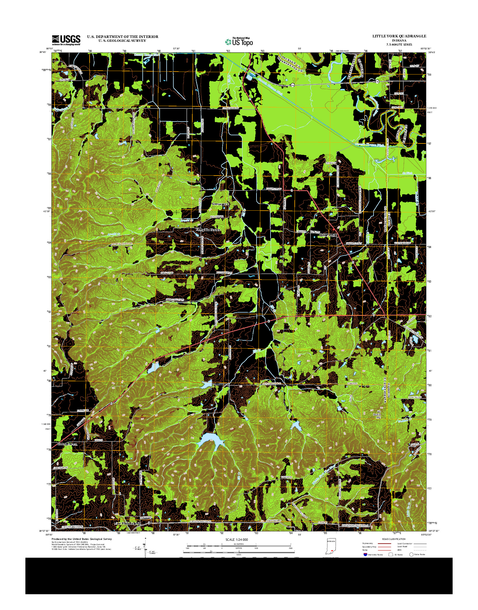 USGS US TOPO 7.5-MINUTE MAP FOR LITTLE YORK, IN 2013