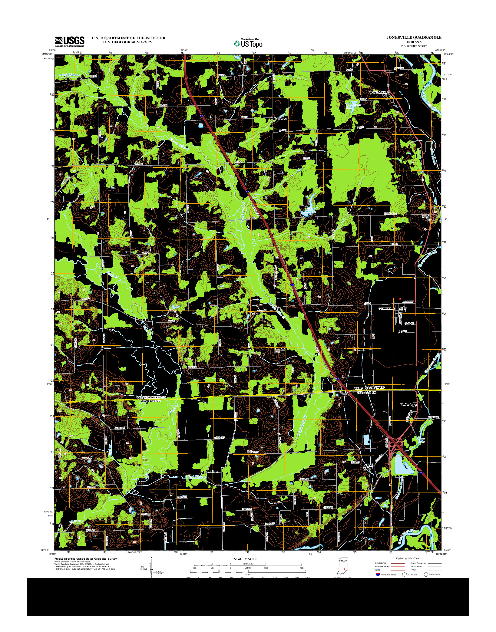 USGS US TOPO 7.5-MINUTE MAP FOR JONESVILLE, IN 2013