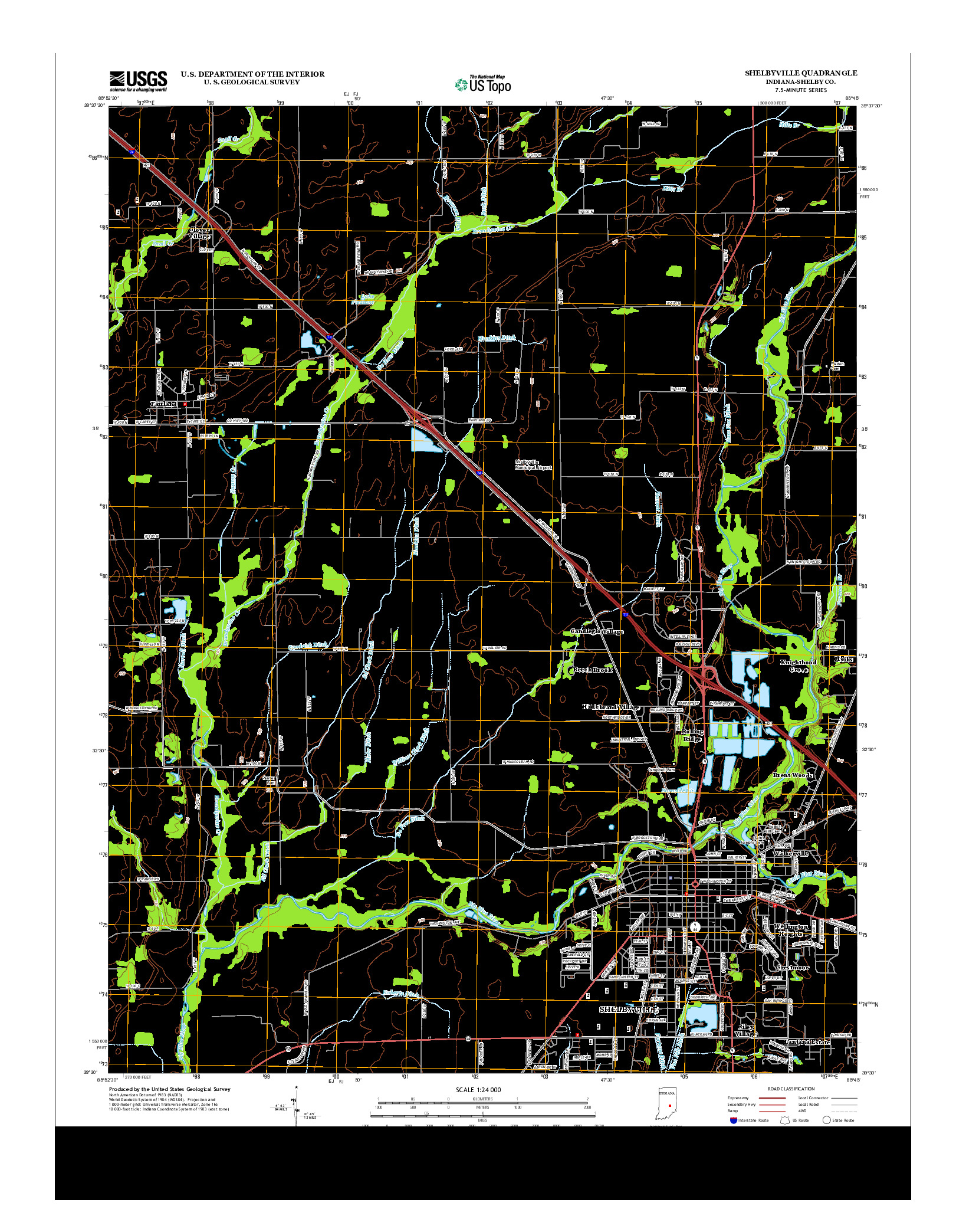 USGS US TOPO 7.5-MINUTE MAP FOR SHELBYVILLE, IN 2013