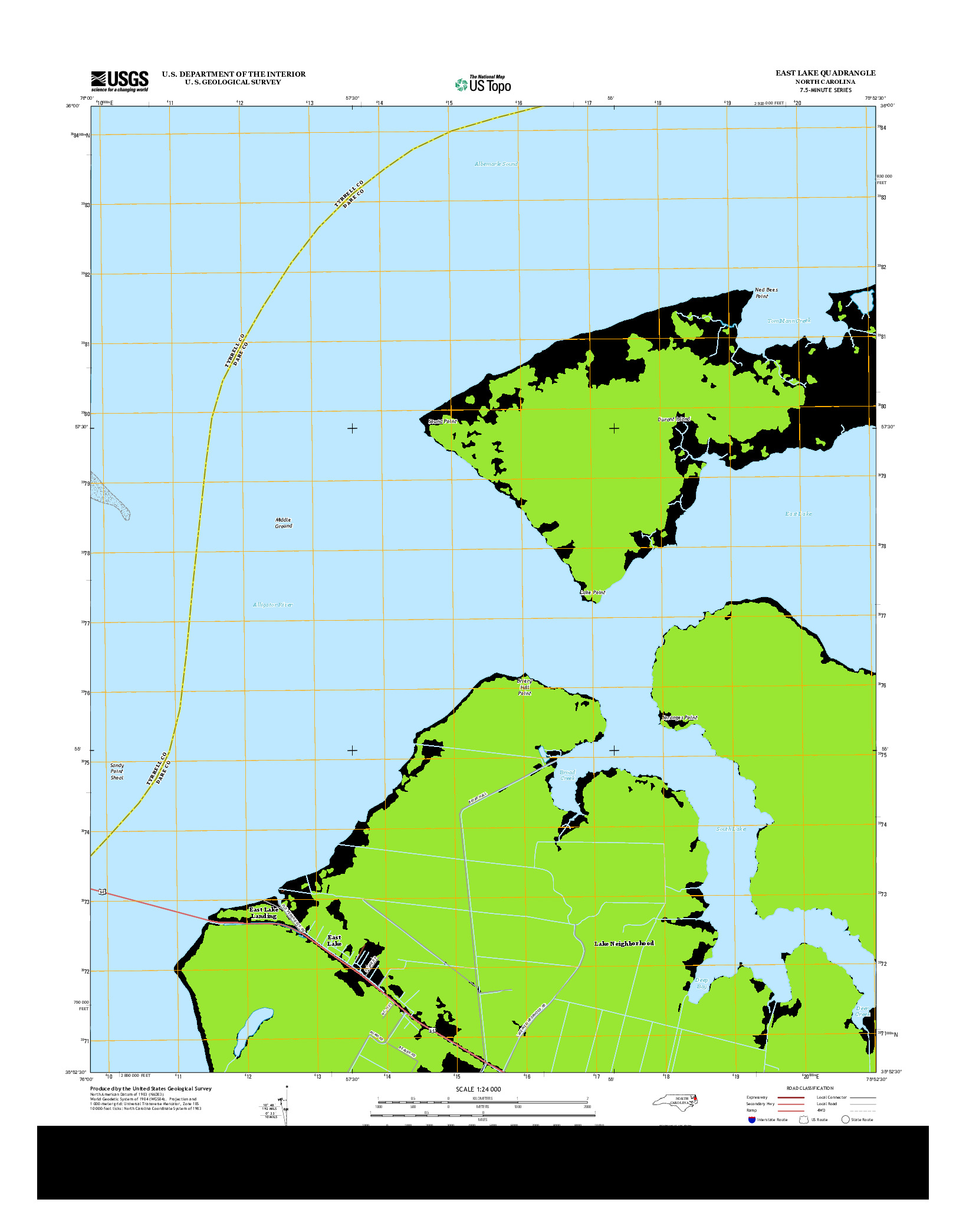 USGS US TOPO 7.5-MINUTE MAP FOR EAST LAKE, NC 2013