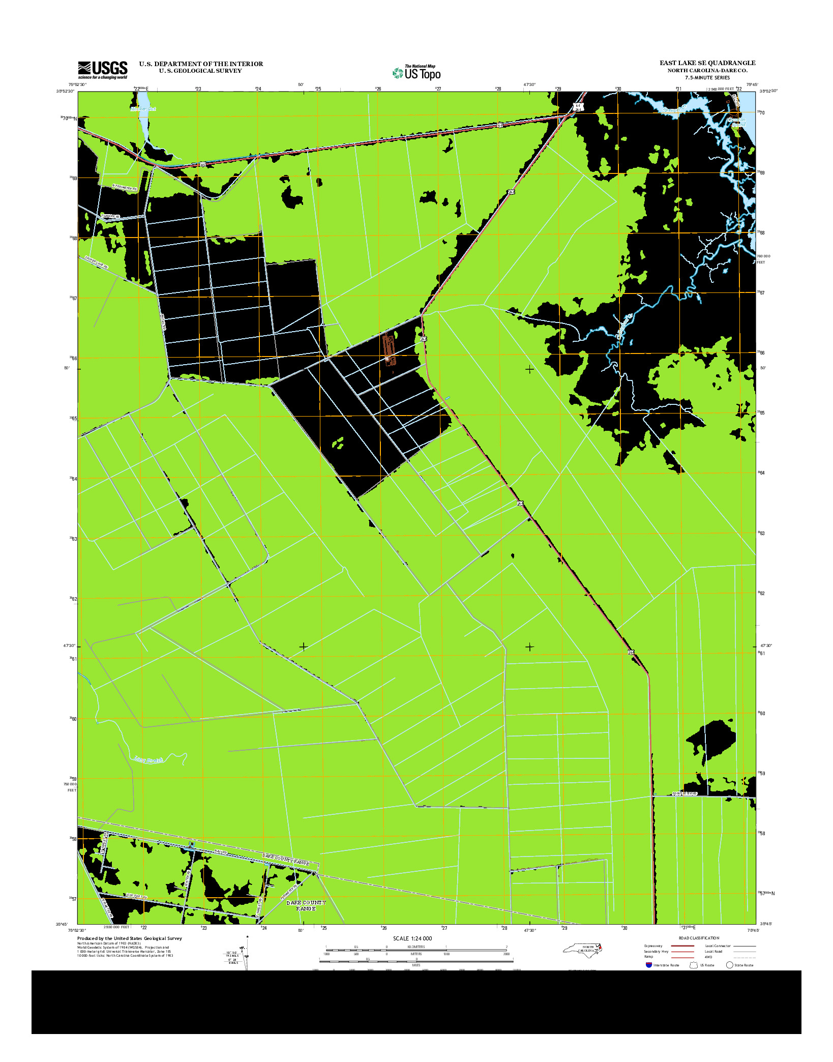 USGS US TOPO 7.5-MINUTE MAP FOR EAST LAKE SE, NC 2013