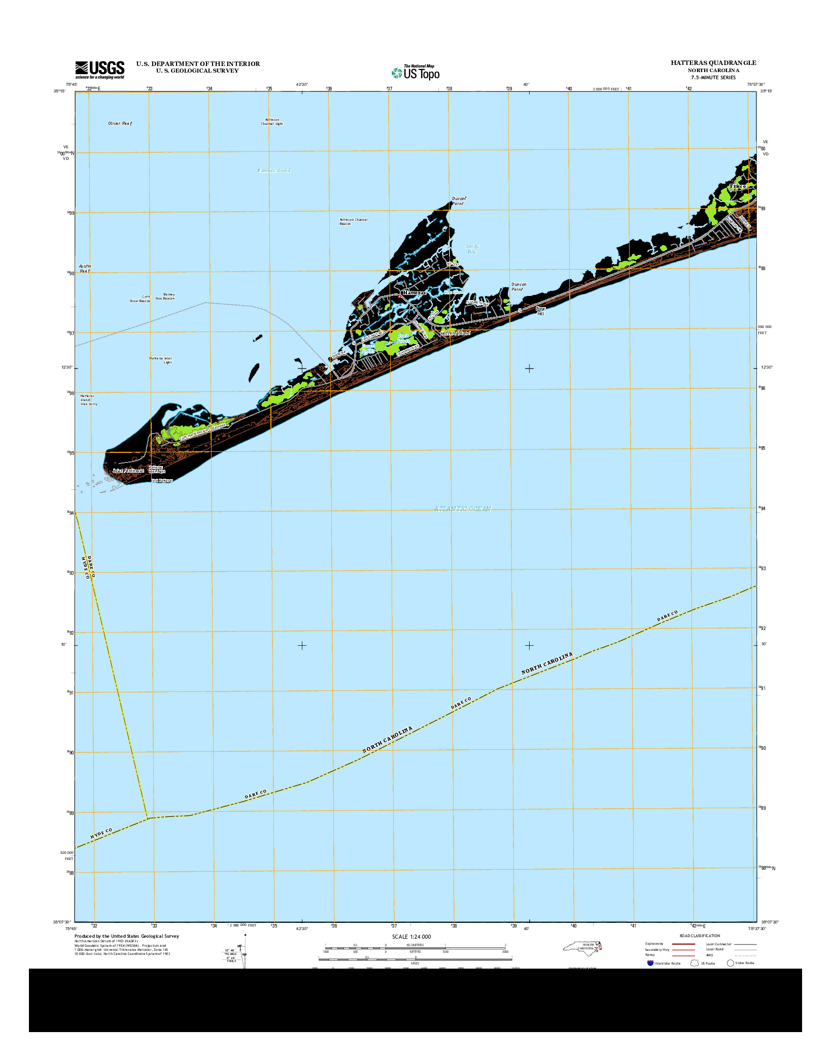 USGS US TOPO 7.5-MINUTE MAP FOR HATTERAS, NC 2013