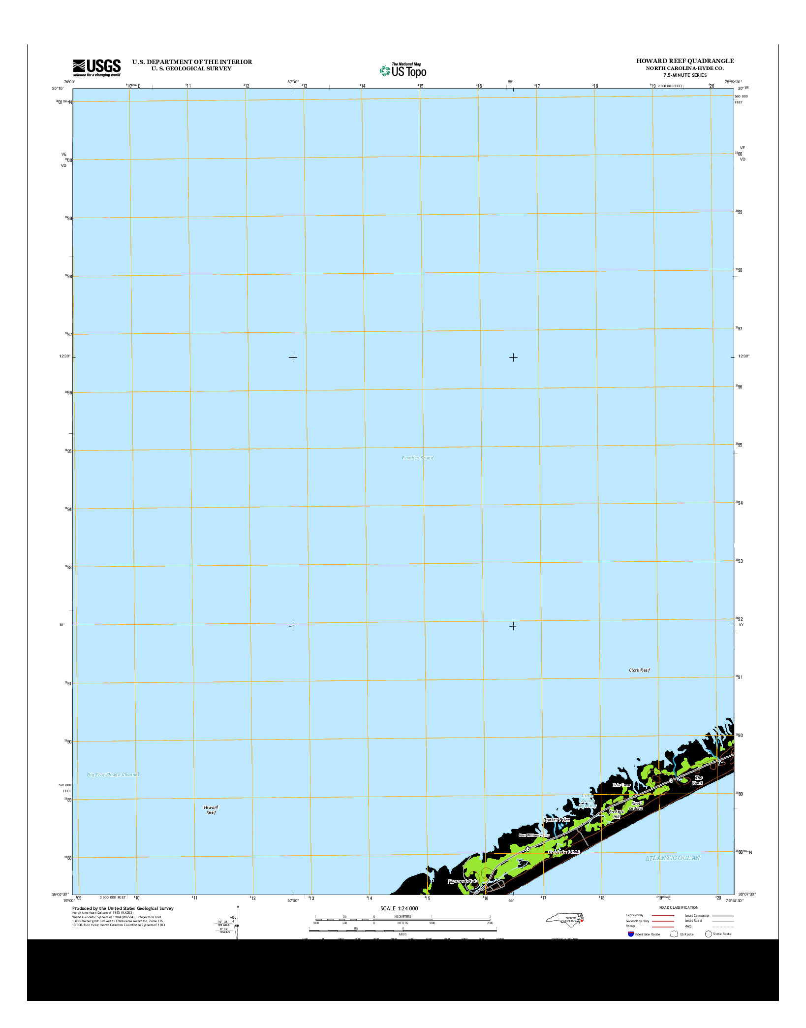 USGS US TOPO 7.5-MINUTE MAP FOR HOWARD REEF, NC 2013