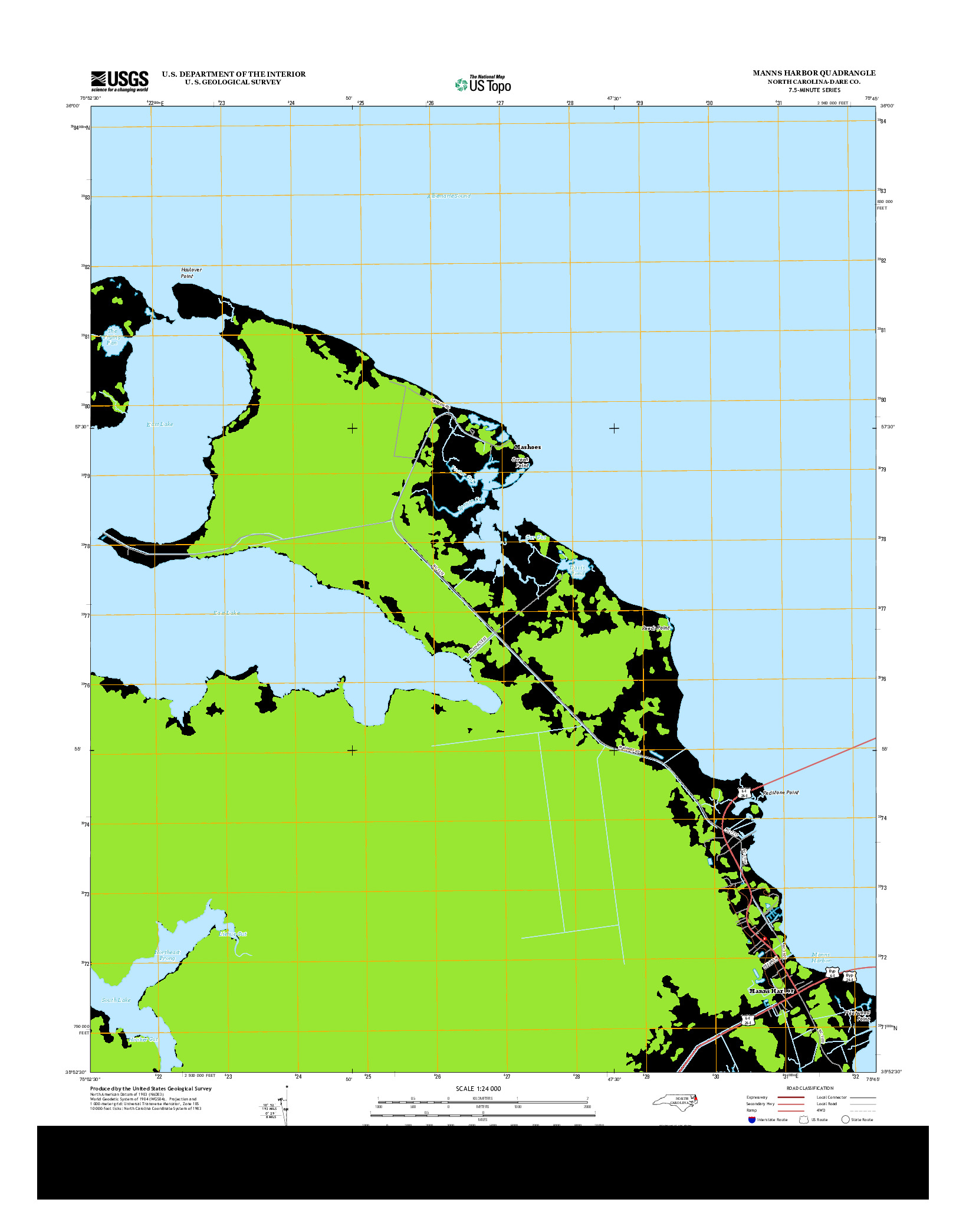 USGS US TOPO 7.5-MINUTE MAP FOR MANNS HARBOR, NC 2013