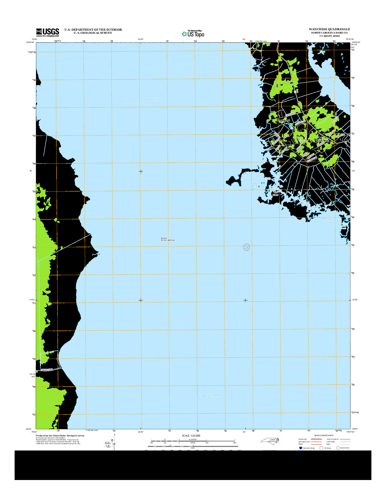 USGS US TOPO 7.5-MINUTE MAP FOR WANCHESE, NC 2013