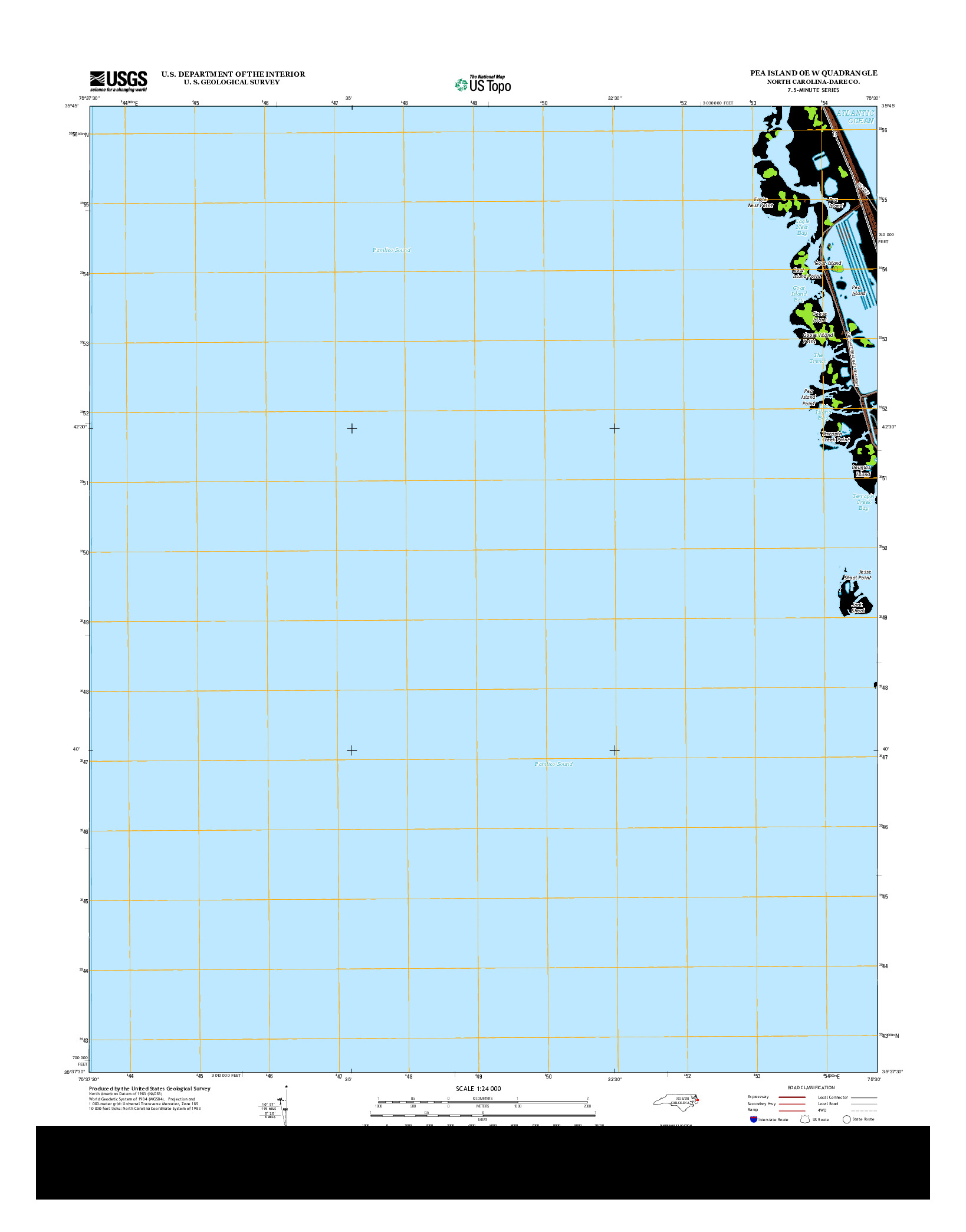 USGS US TOPO 7.5-MINUTE MAP FOR PEA ISLAND OE W, NC 2013