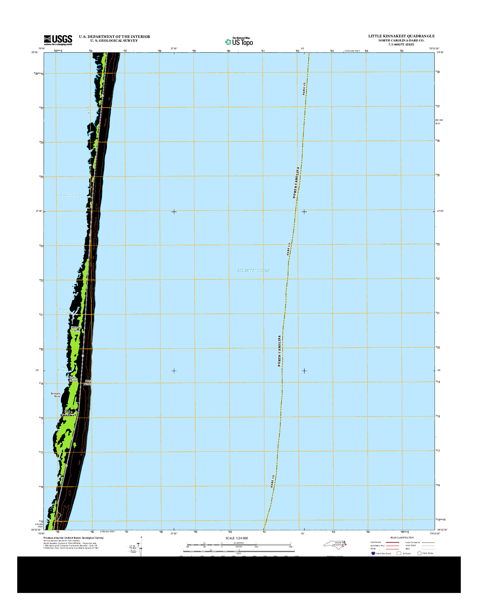 USGS US TOPO 7.5-MINUTE MAP FOR LITTLE KINNAKEET, NC 2013