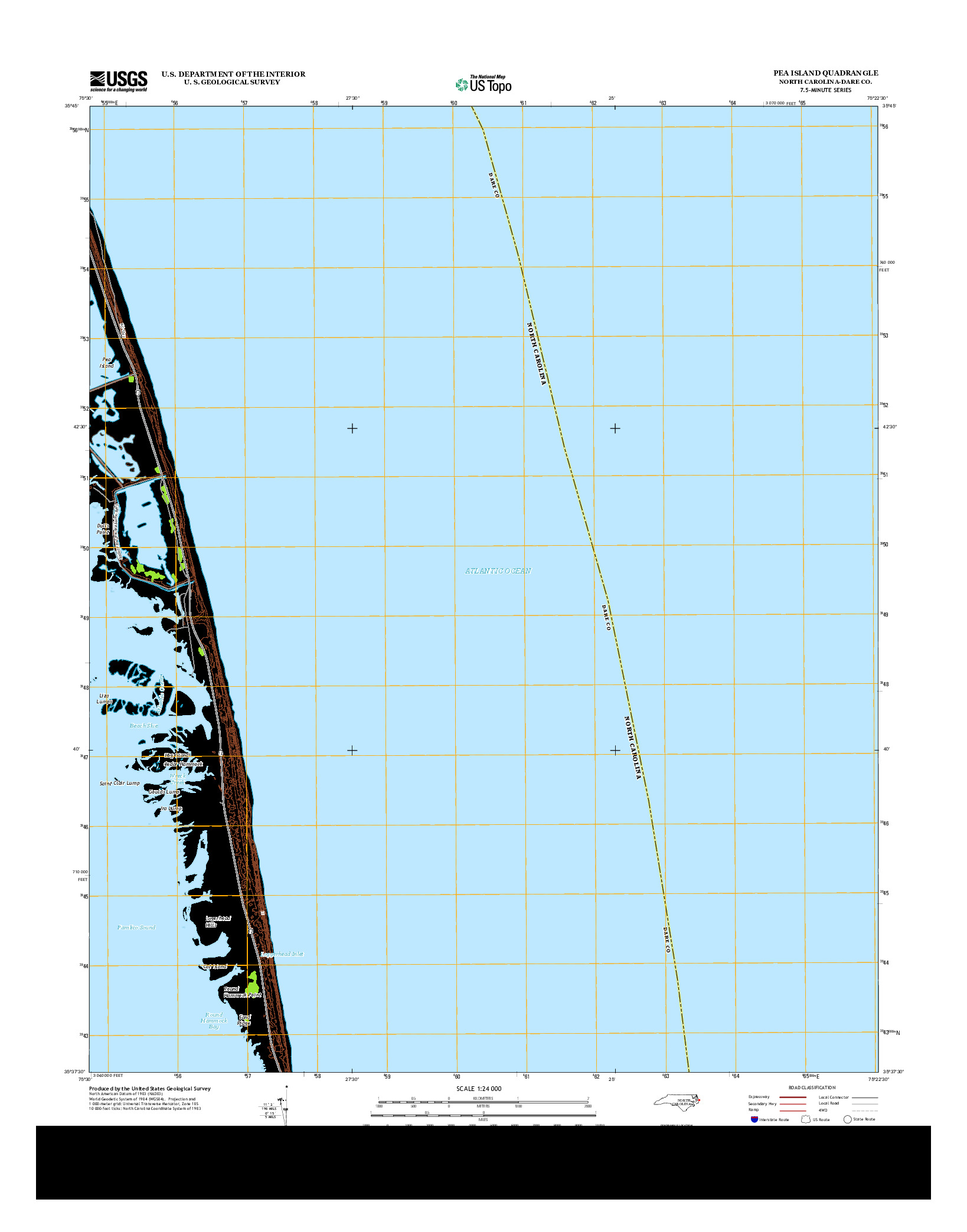 USGS US TOPO 7.5-MINUTE MAP FOR PEA ISLAND, NC 2013