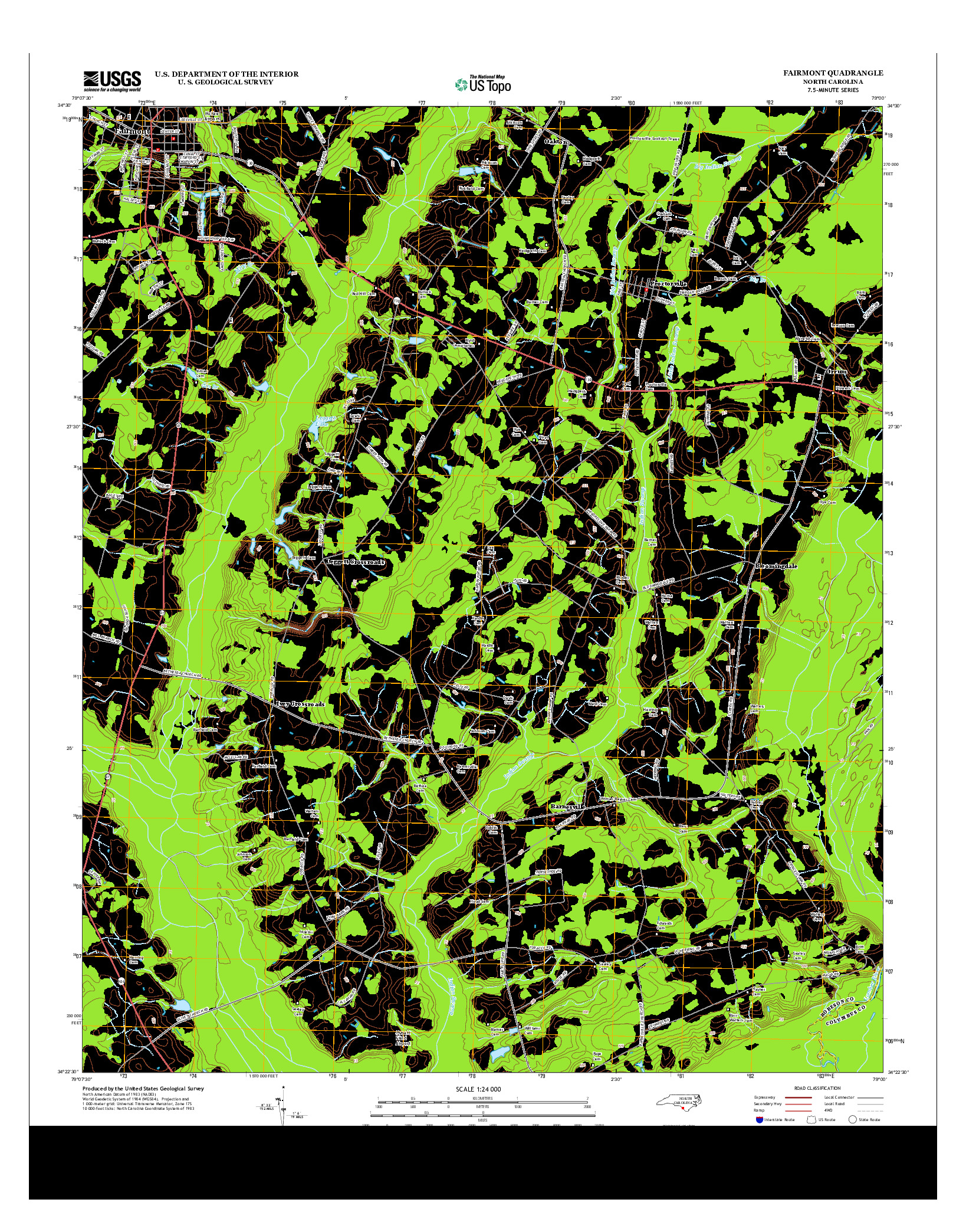 USGS US TOPO 7.5-MINUTE MAP FOR FAIRMONT, NC 2013