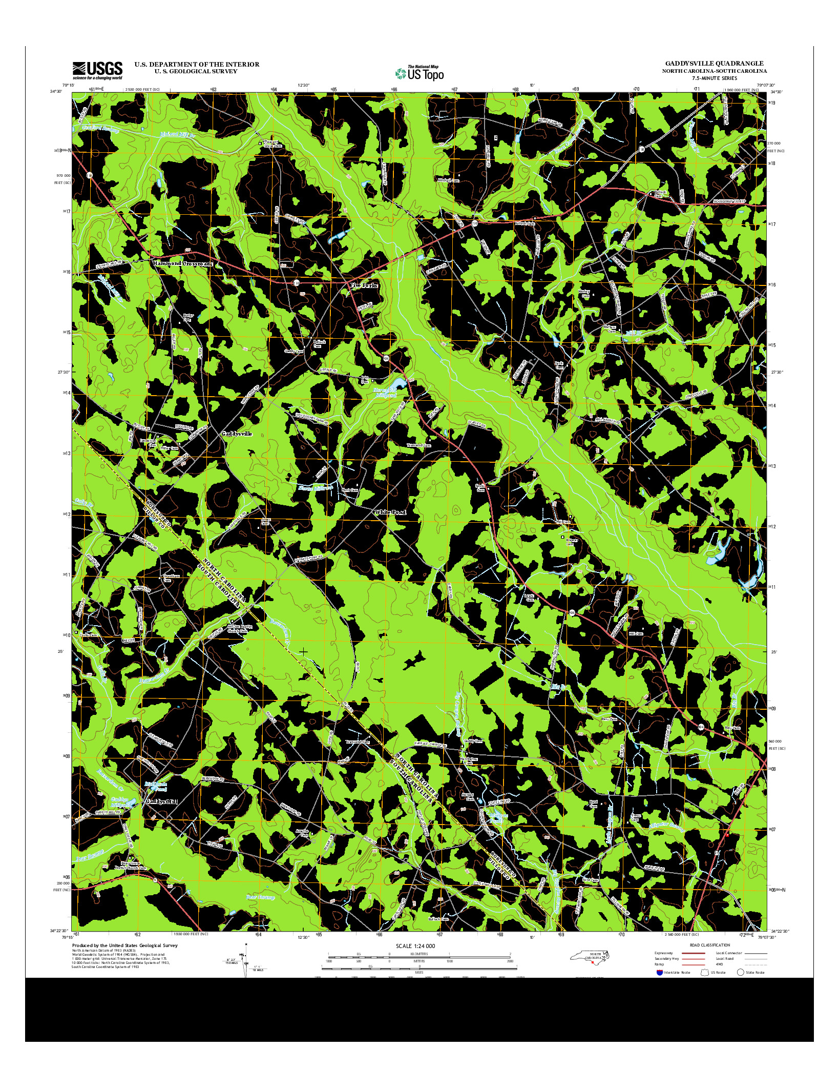 USGS US TOPO 7.5-MINUTE MAP FOR GADDYSVILLE, NC-SC 2013