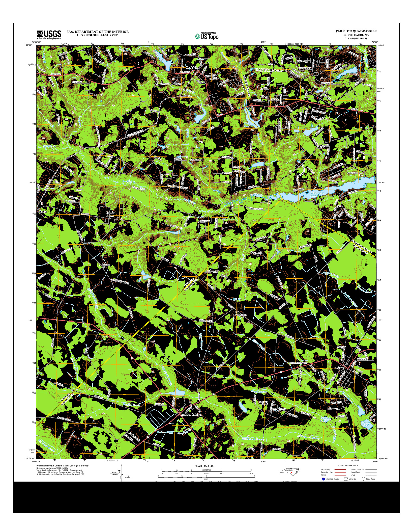 USGS US TOPO 7.5-MINUTE MAP FOR PARKTON, NC 2013