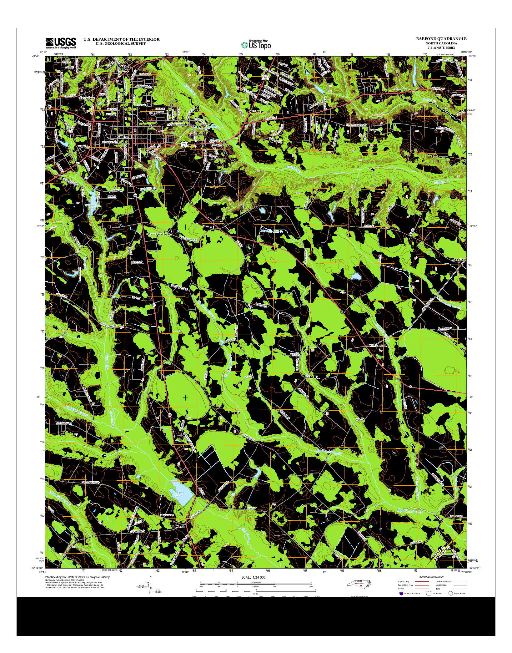 USGS US TOPO 7.5-MINUTE MAP FOR RAEFORD, NC 2013