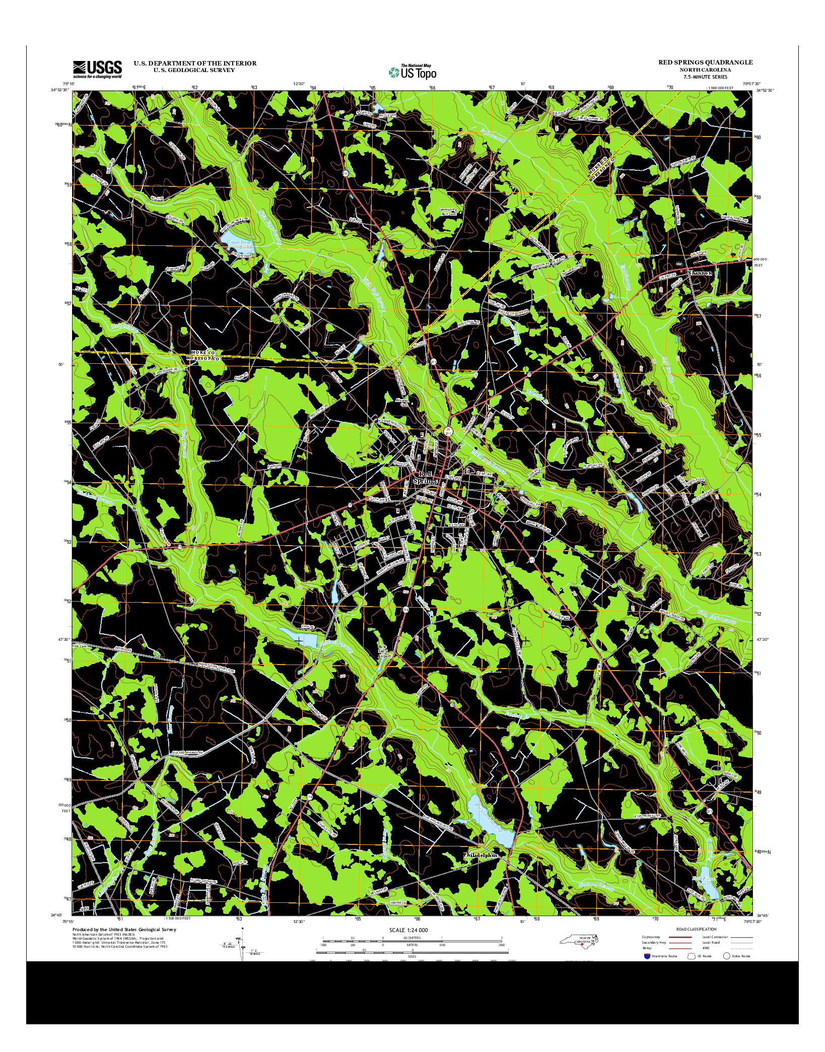 USGS US TOPO 7.5-MINUTE MAP FOR RED SPRINGS, NC 2013