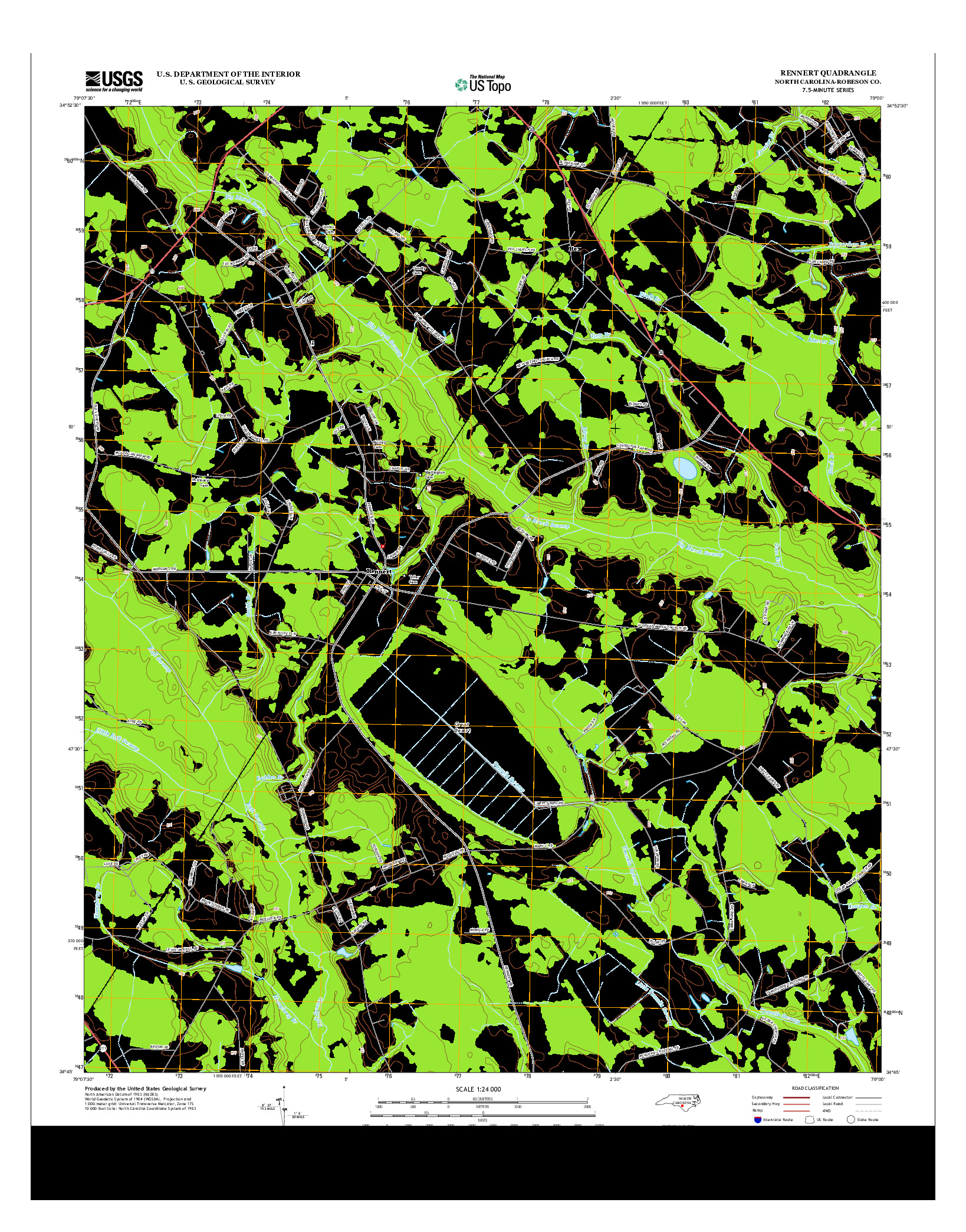 USGS US TOPO 7.5-MINUTE MAP FOR RENNERT, NC 2013