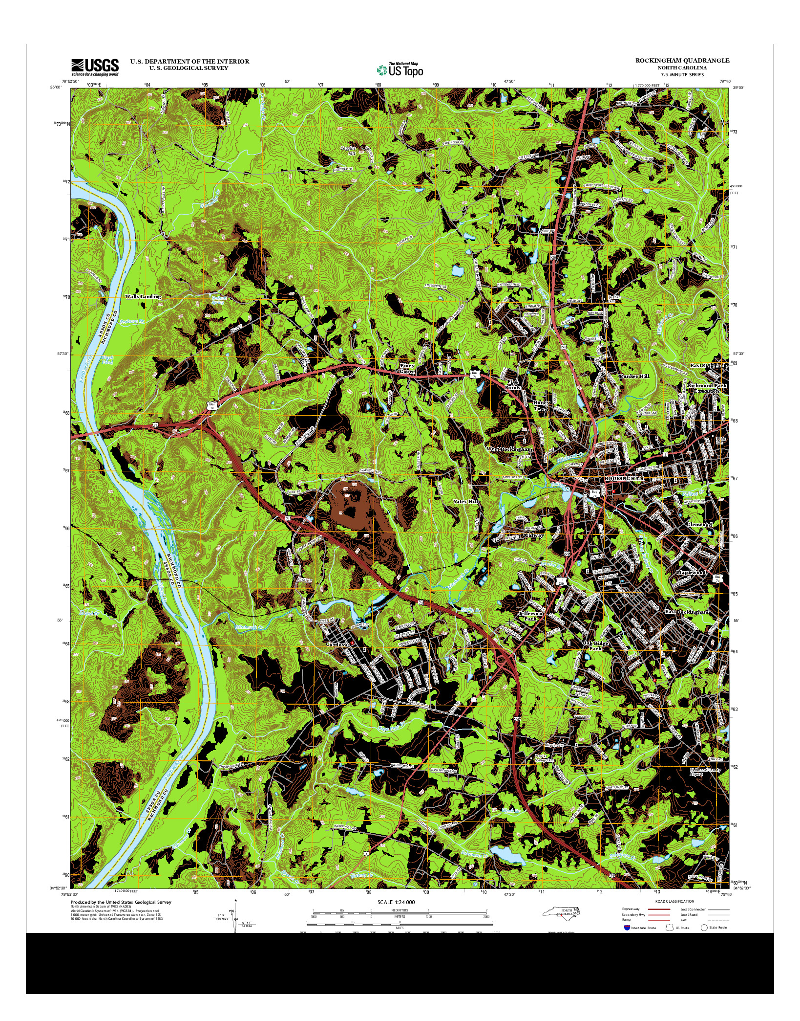 USGS US TOPO 7.5-MINUTE MAP FOR ROCKINGHAM, NC 2013