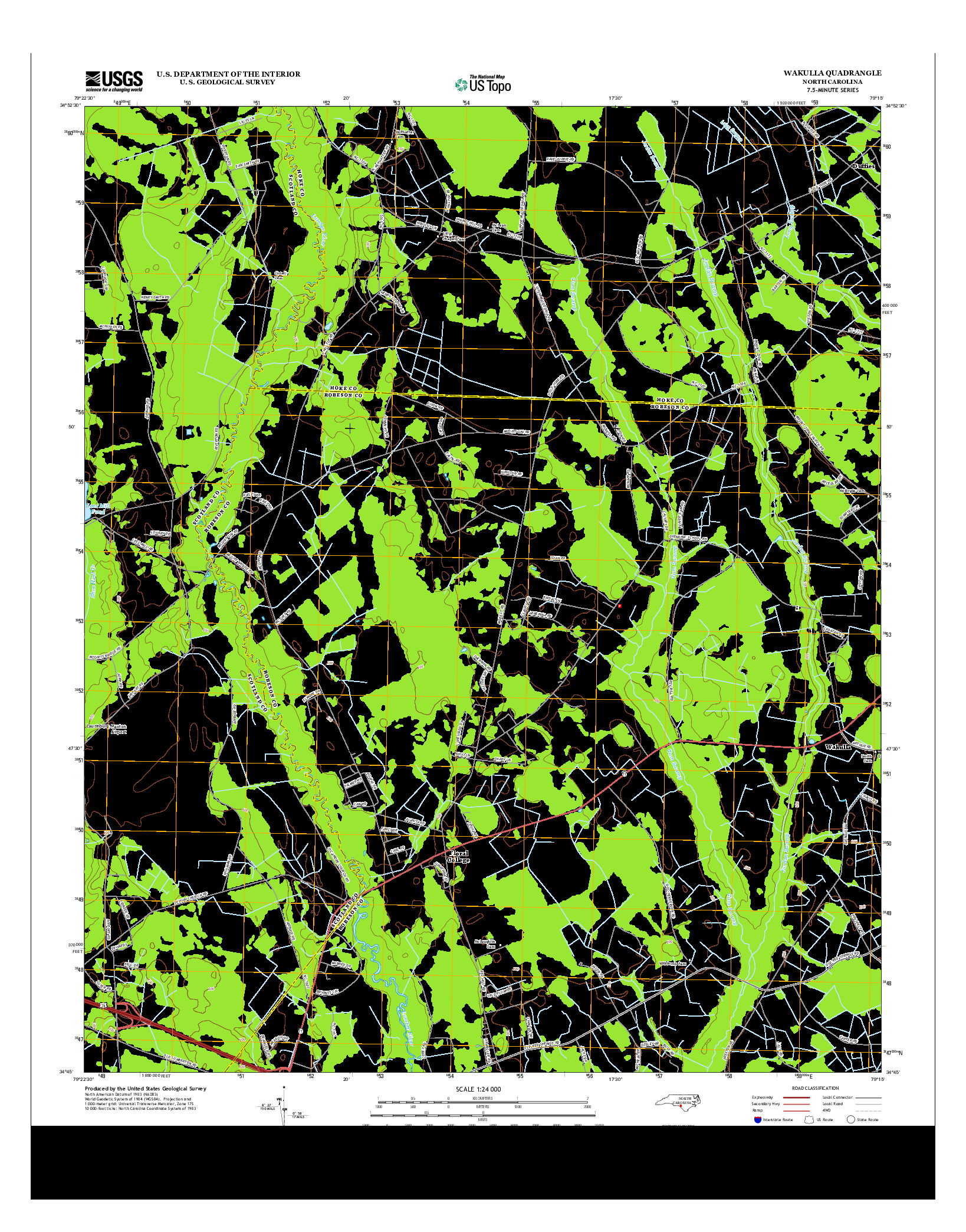 USGS US TOPO 7.5-MINUTE MAP FOR WAKULLA, NC 2013