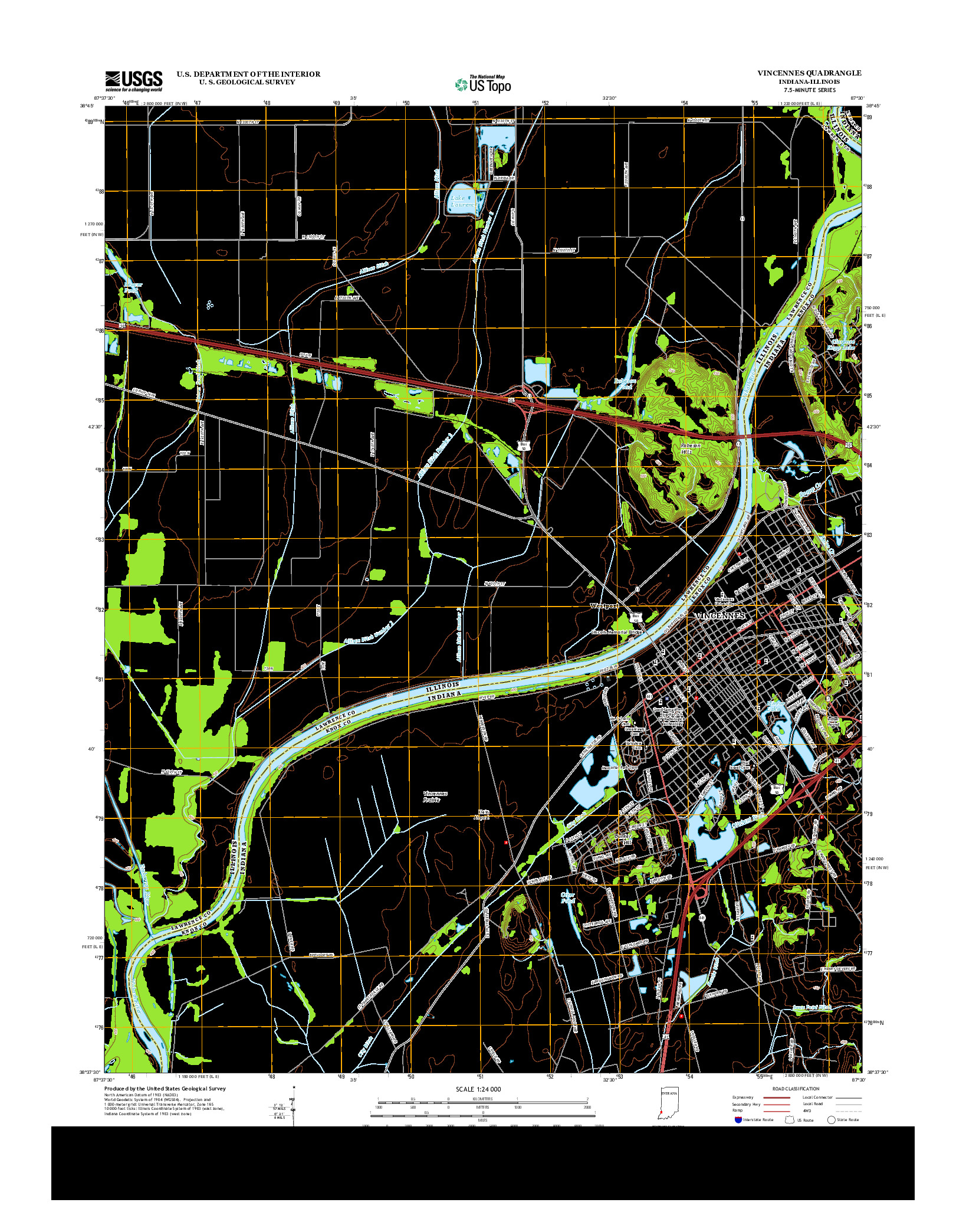 USGS US TOPO 7.5-MINUTE MAP FOR VINCENNES, IN-IL 2013