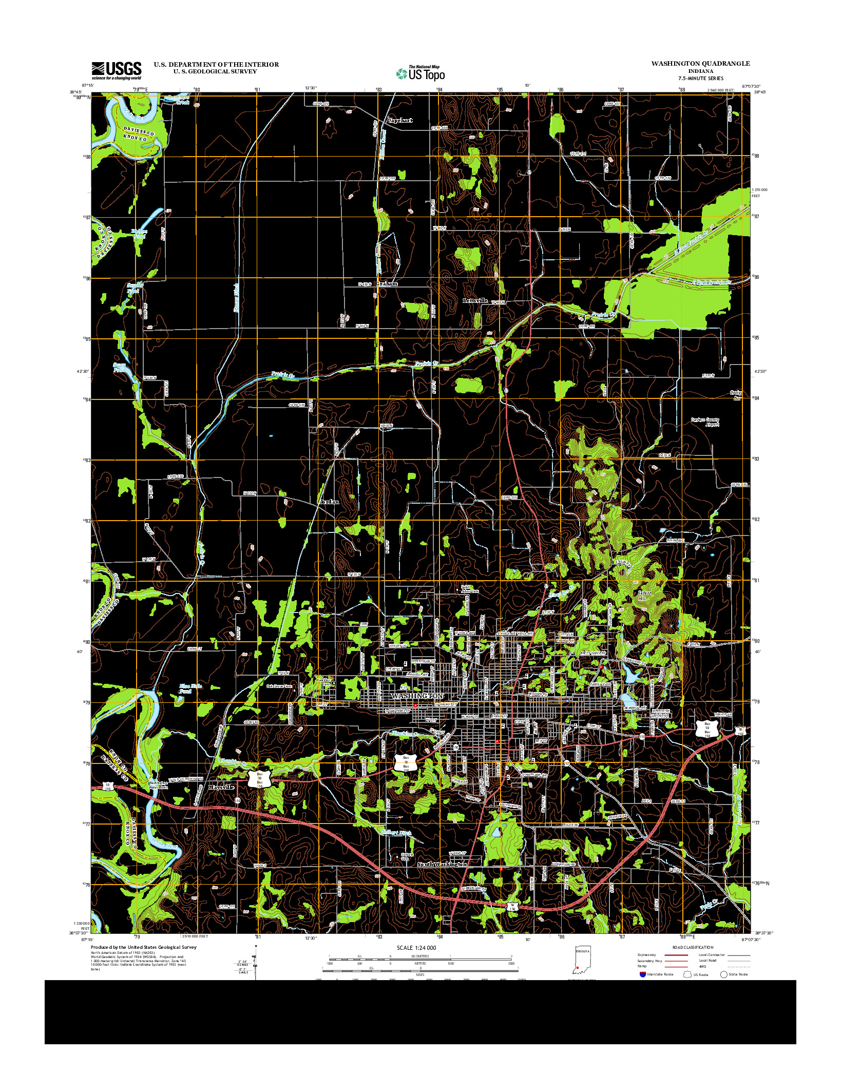 USGS US TOPO 7.5-MINUTE MAP FOR WASHINGTON, IN 2013