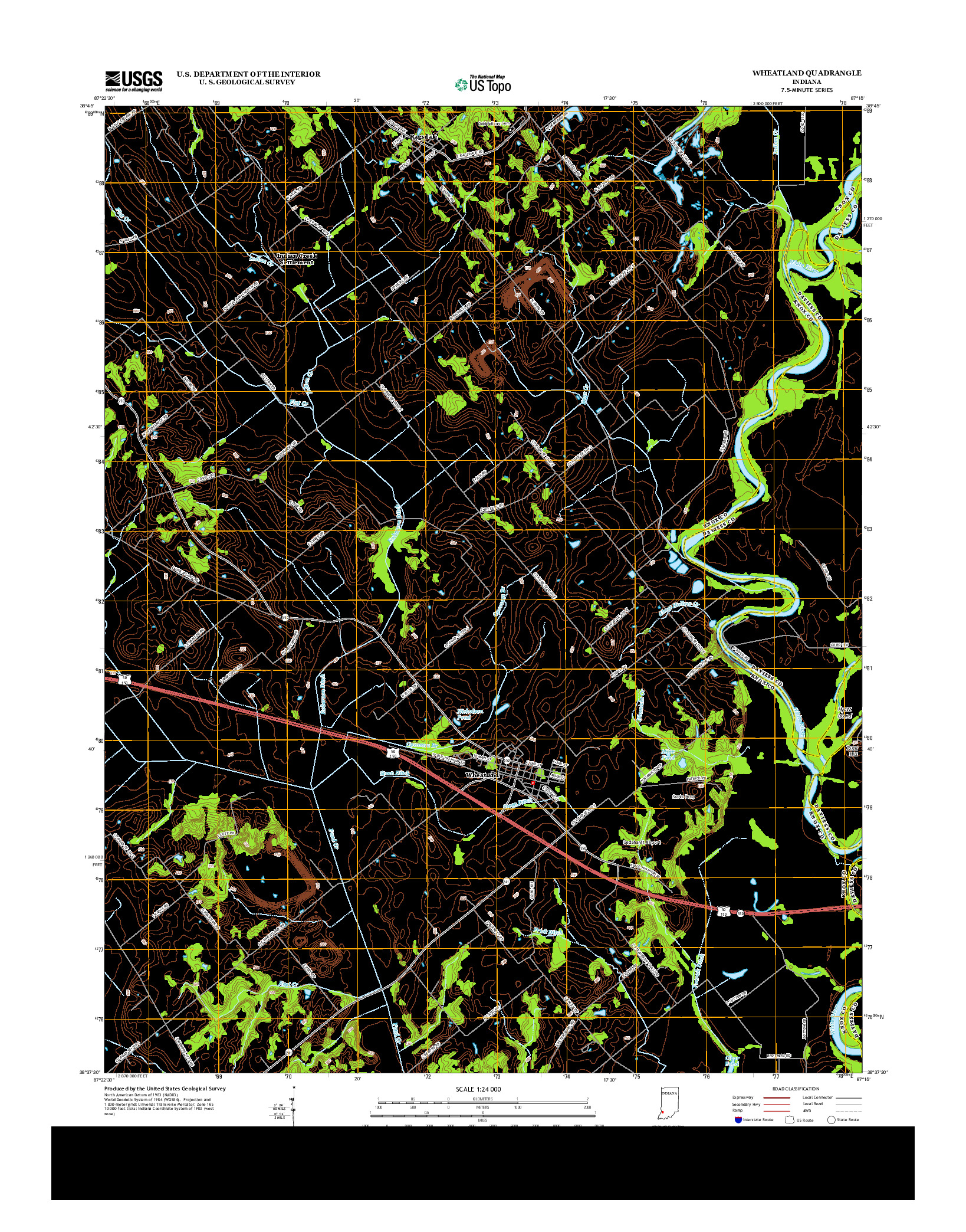 USGS US TOPO 7.5-MINUTE MAP FOR WHEATLAND, IN 2013