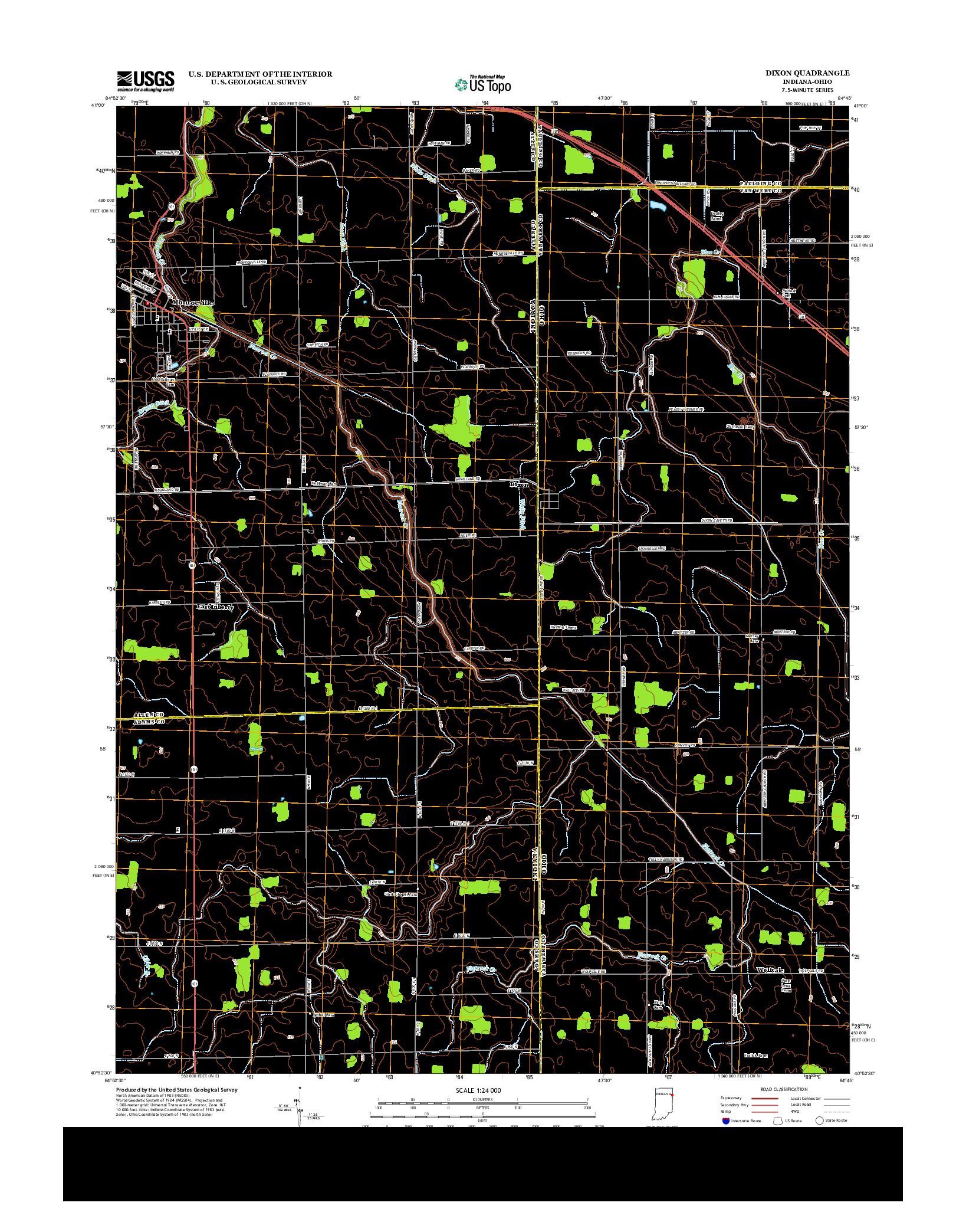 USGS US TOPO 7.5-MINUTE MAP FOR DIXON, IN-OH 2013