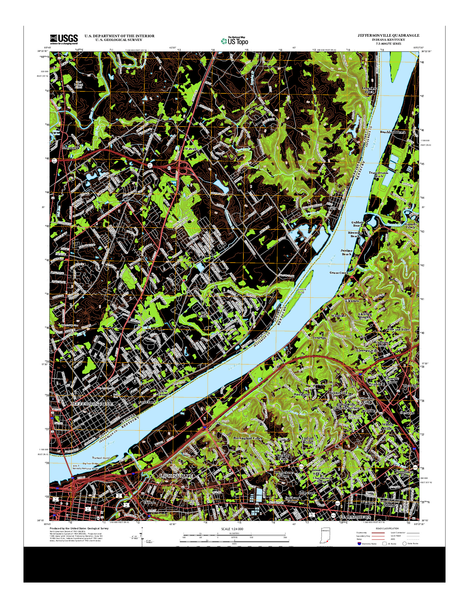 USGS US TOPO 7.5-MINUTE MAP FOR JEFFERSONVILLE, IN-KY 2013