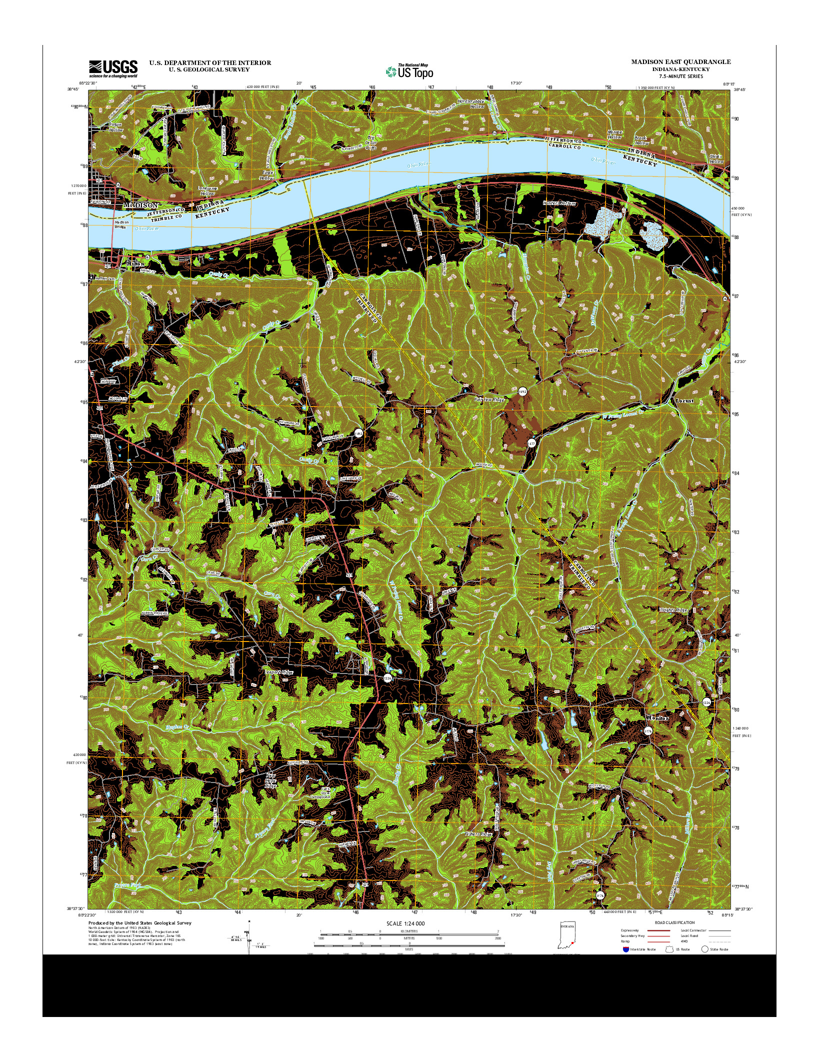 USGS US TOPO 7.5-MINUTE MAP FOR MADISON EAST, IN-KY 2013