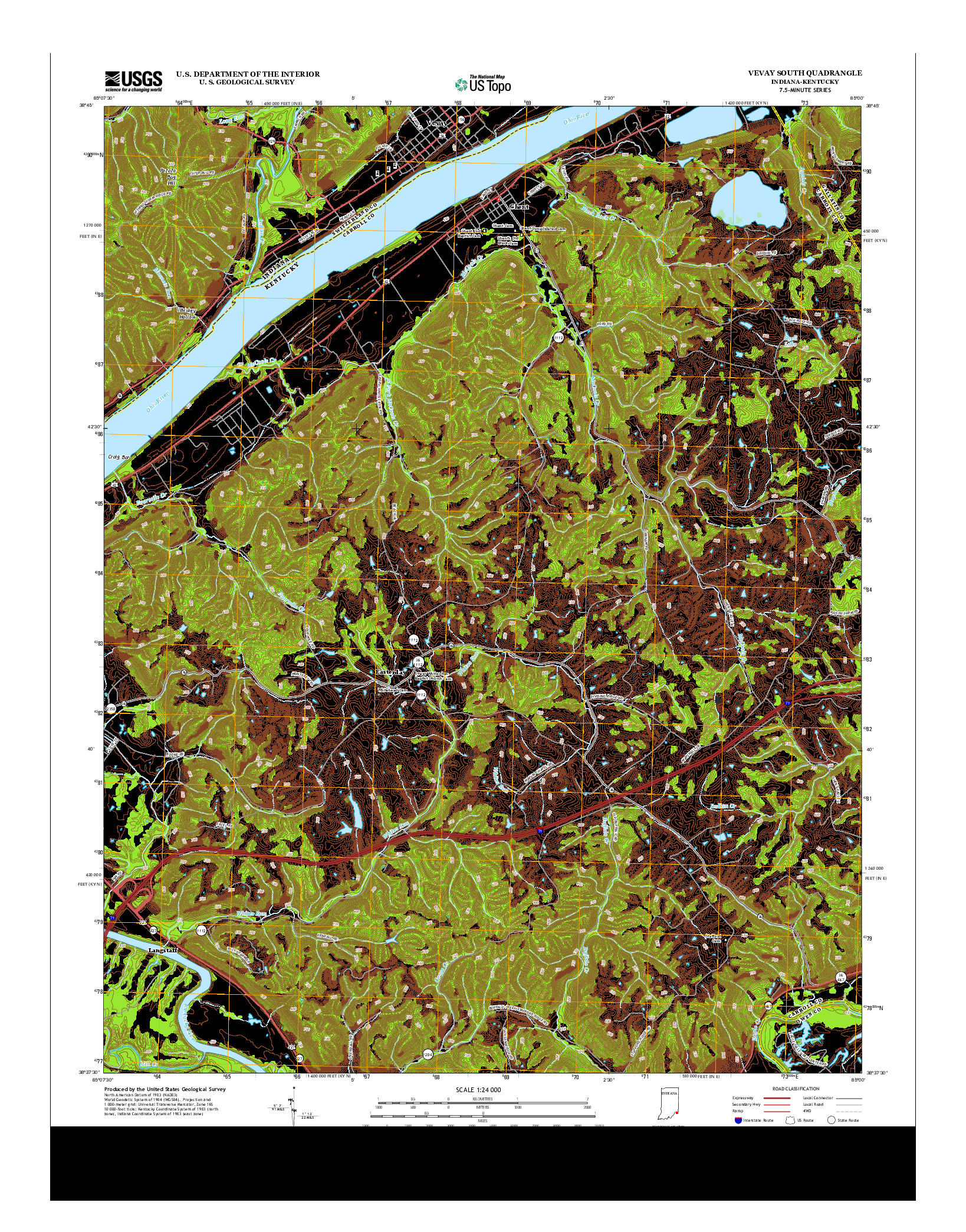 USGS US TOPO 7.5-MINUTE MAP FOR VEVAY SOUTH, IN-KY 2013