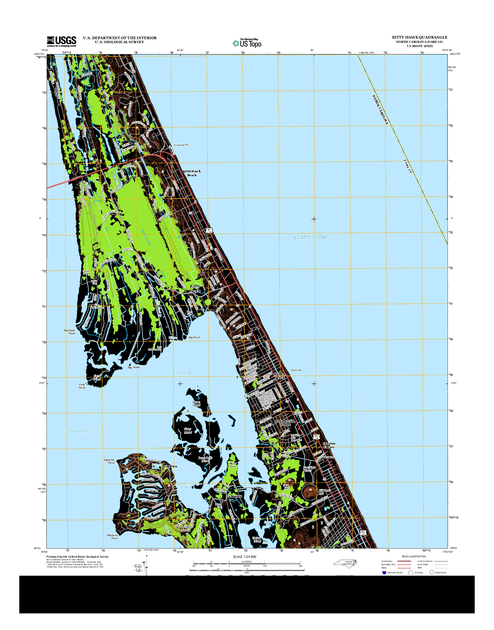 USGS US TOPO 7.5-MINUTE MAP FOR KITTY HAWK, NC 2013