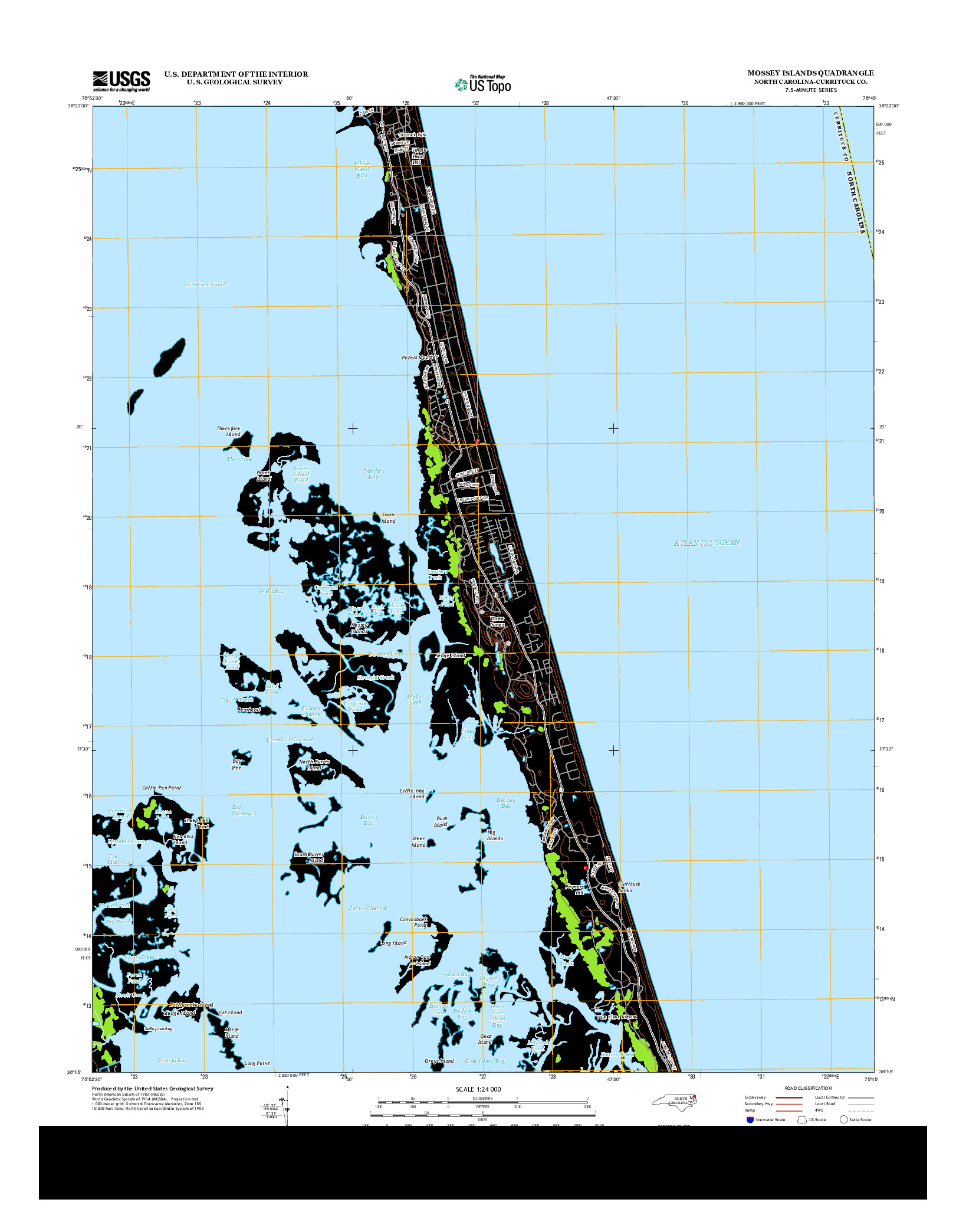 USGS US TOPO 7.5-MINUTE MAP FOR MOSSEY ISLANDS, NC 2013