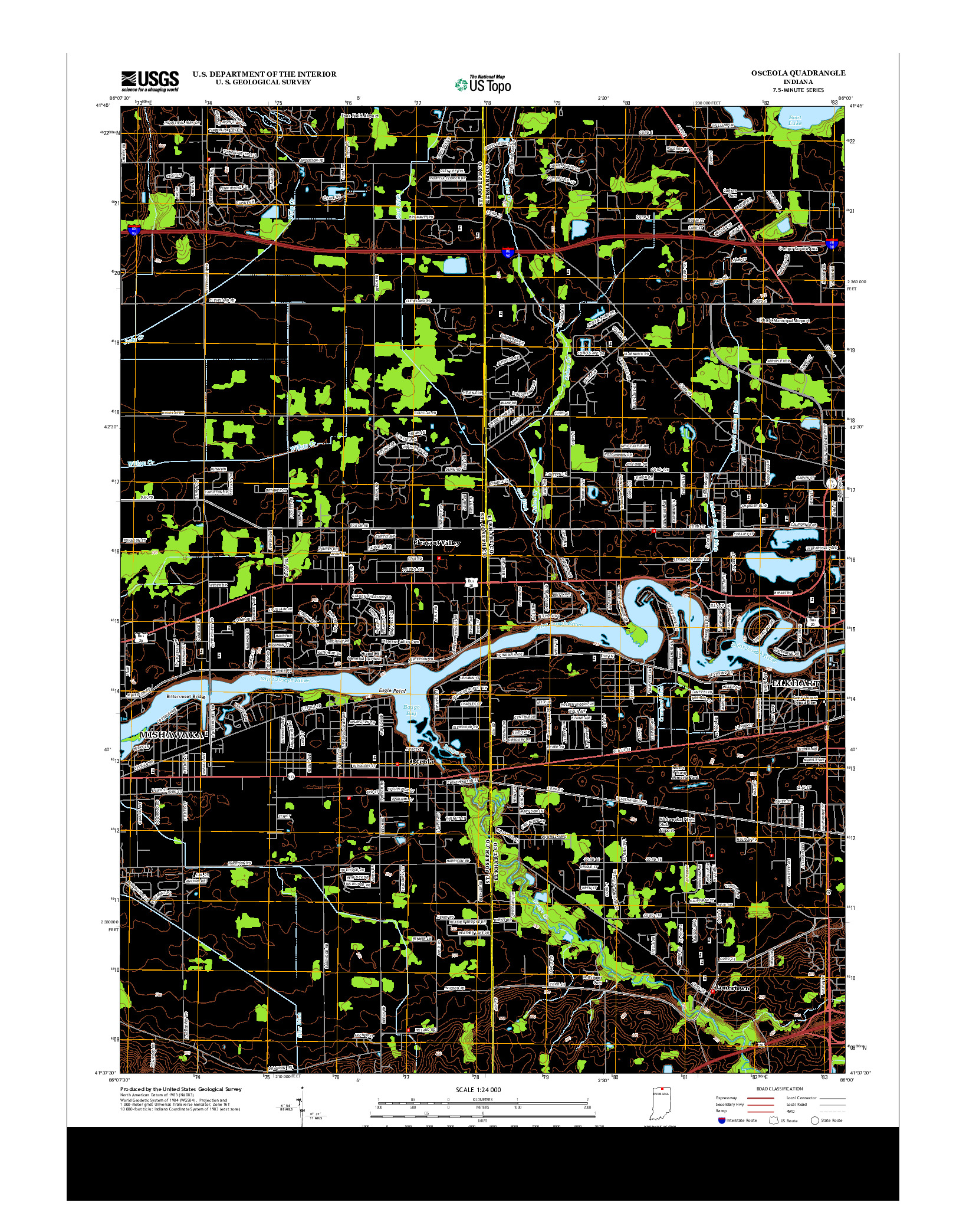 USGS US TOPO 7.5-MINUTE MAP FOR OSCEOLA, IN 2013