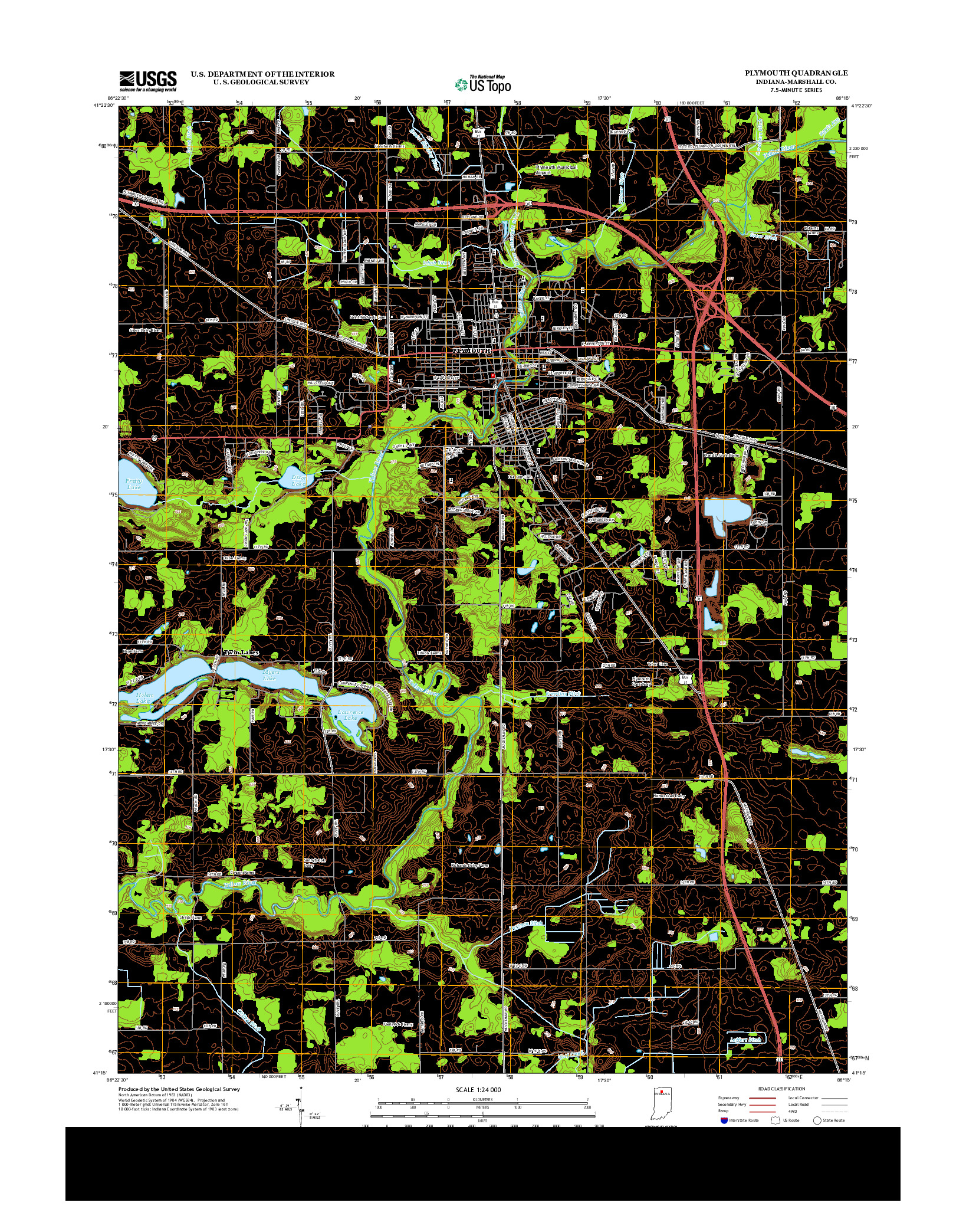 USGS US TOPO 7.5-MINUTE MAP FOR PLYMOUTH, IN 2013