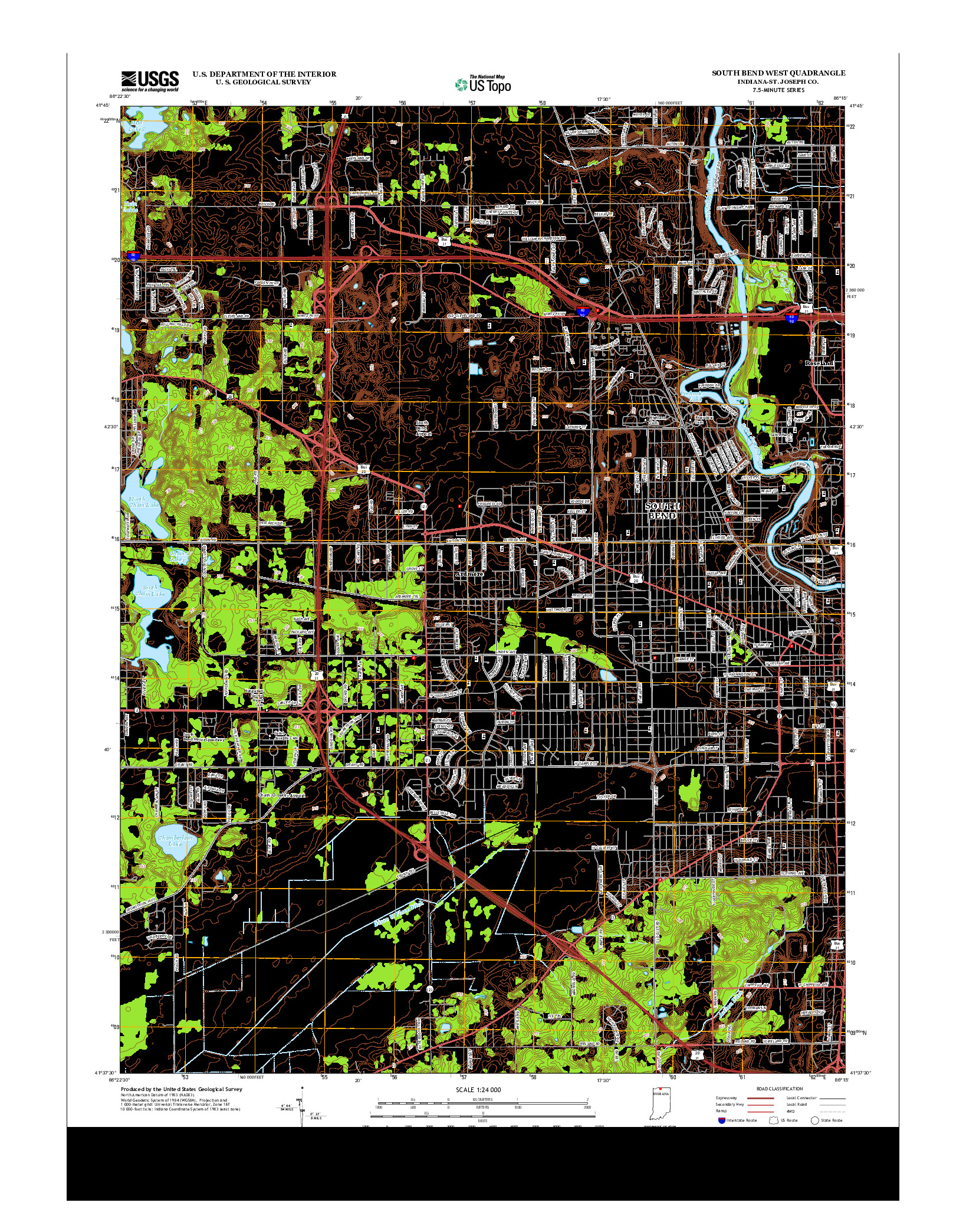 USGS US TOPO 7.5-MINUTE MAP FOR SOUTH BEND WEST, IN 2013