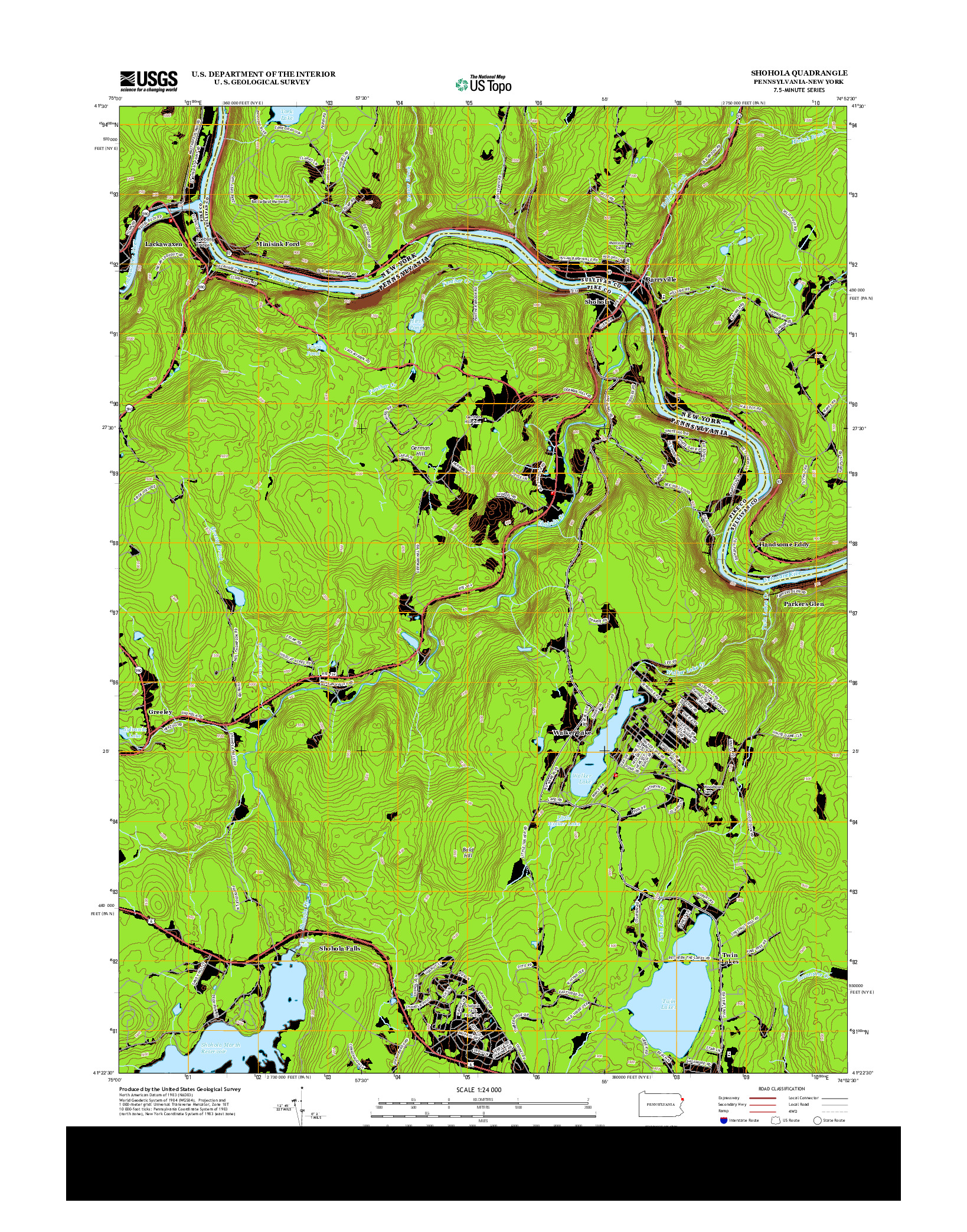 USGS US TOPO 7.5-MINUTE MAP FOR SHOHOLA, PA-NY 2013