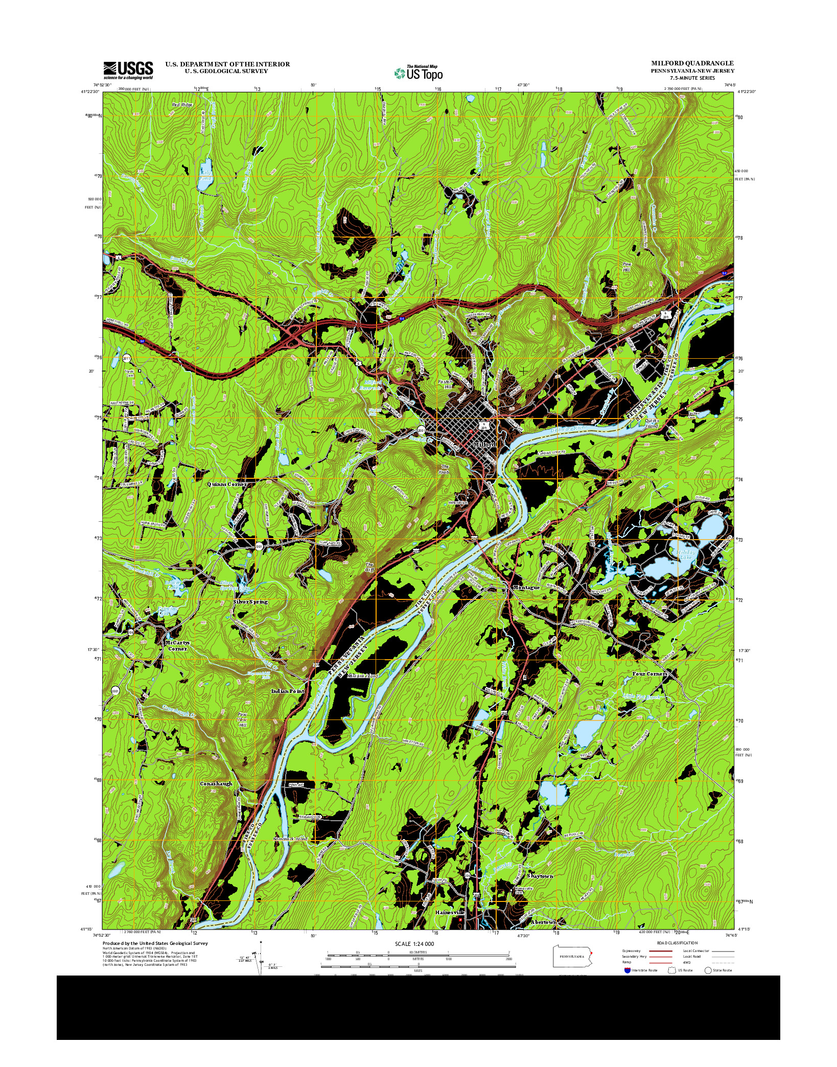 USGS US TOPO 7.5-MINUTE MAP FOR MILFORD, PA-NJ 2013