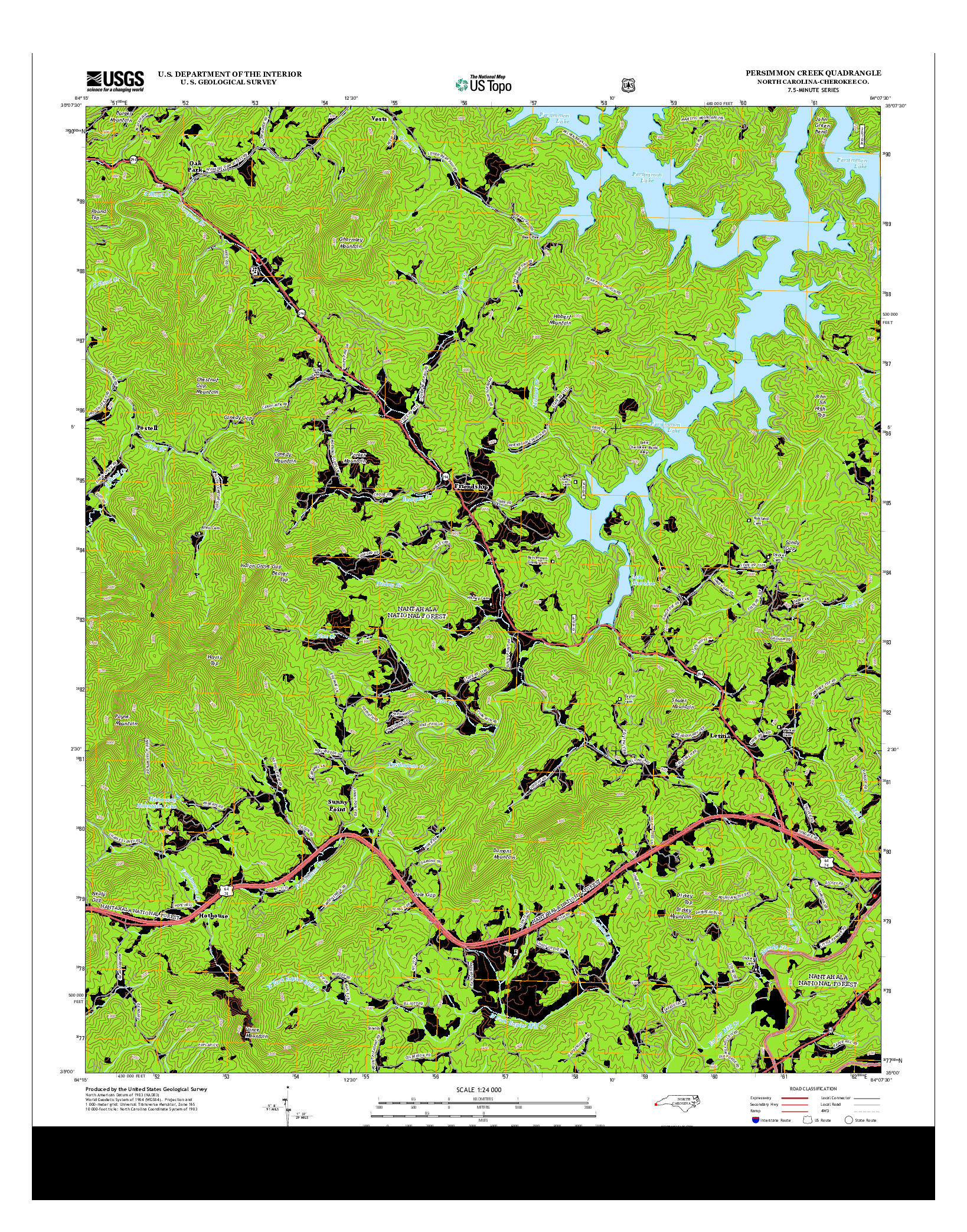 USGS US TOPO 7.5-MINUTE MAP FOR PERSIMMON CREEK, NC 2013