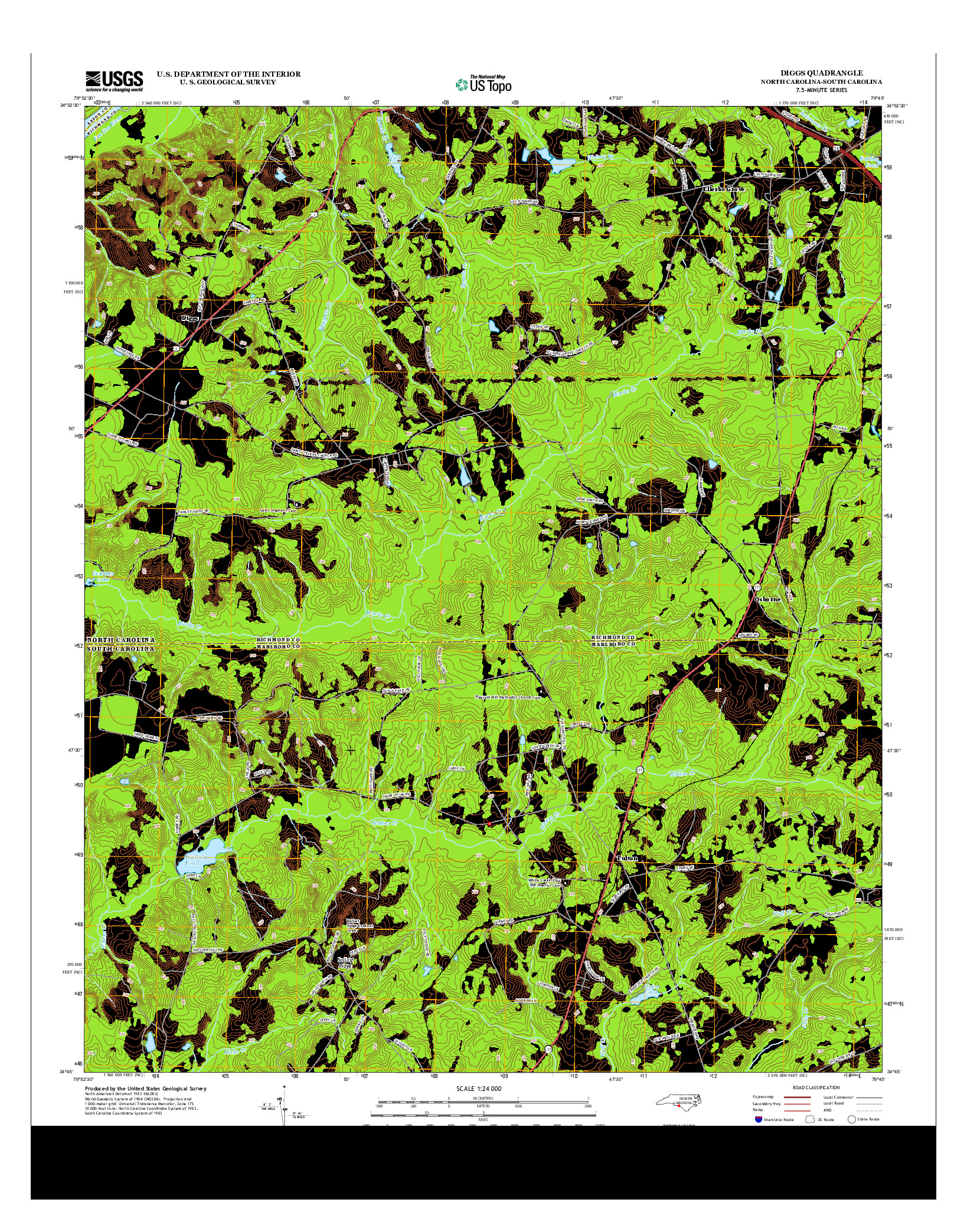 USGS US TOPO 7.5-MINUTE MAP FOR DIGGS, NC-SC 2013