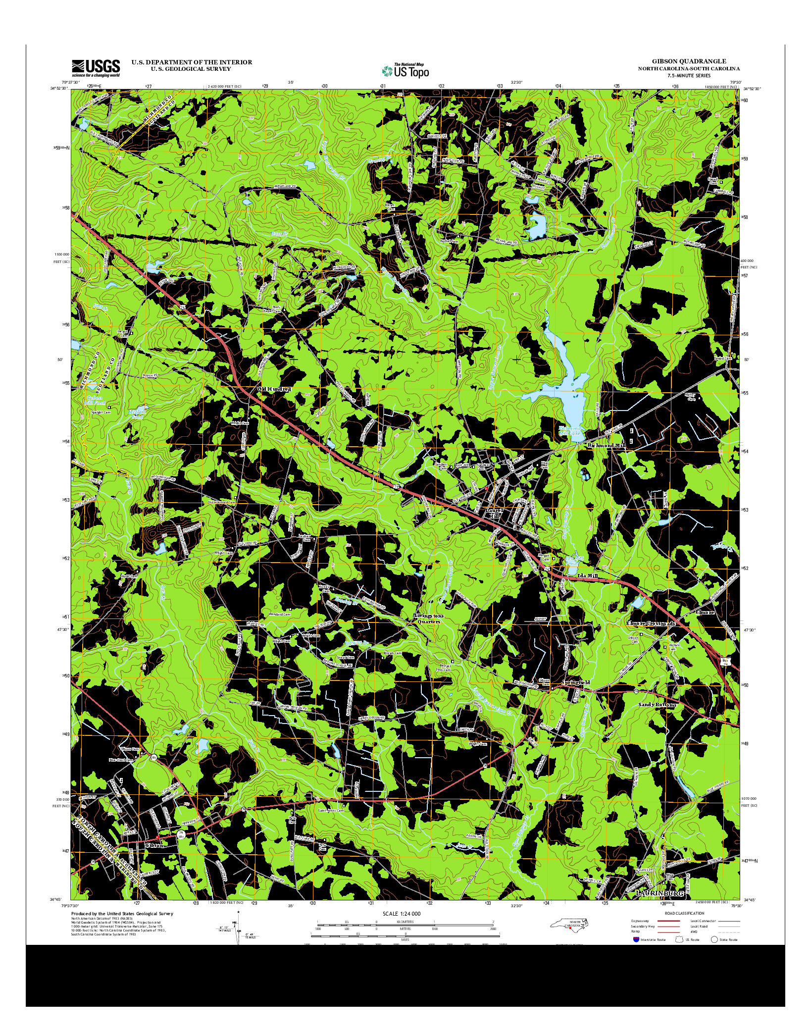 USGS US TOPO 7.5-MINUTE MAP FOR GIBSON, NC-SC 2013