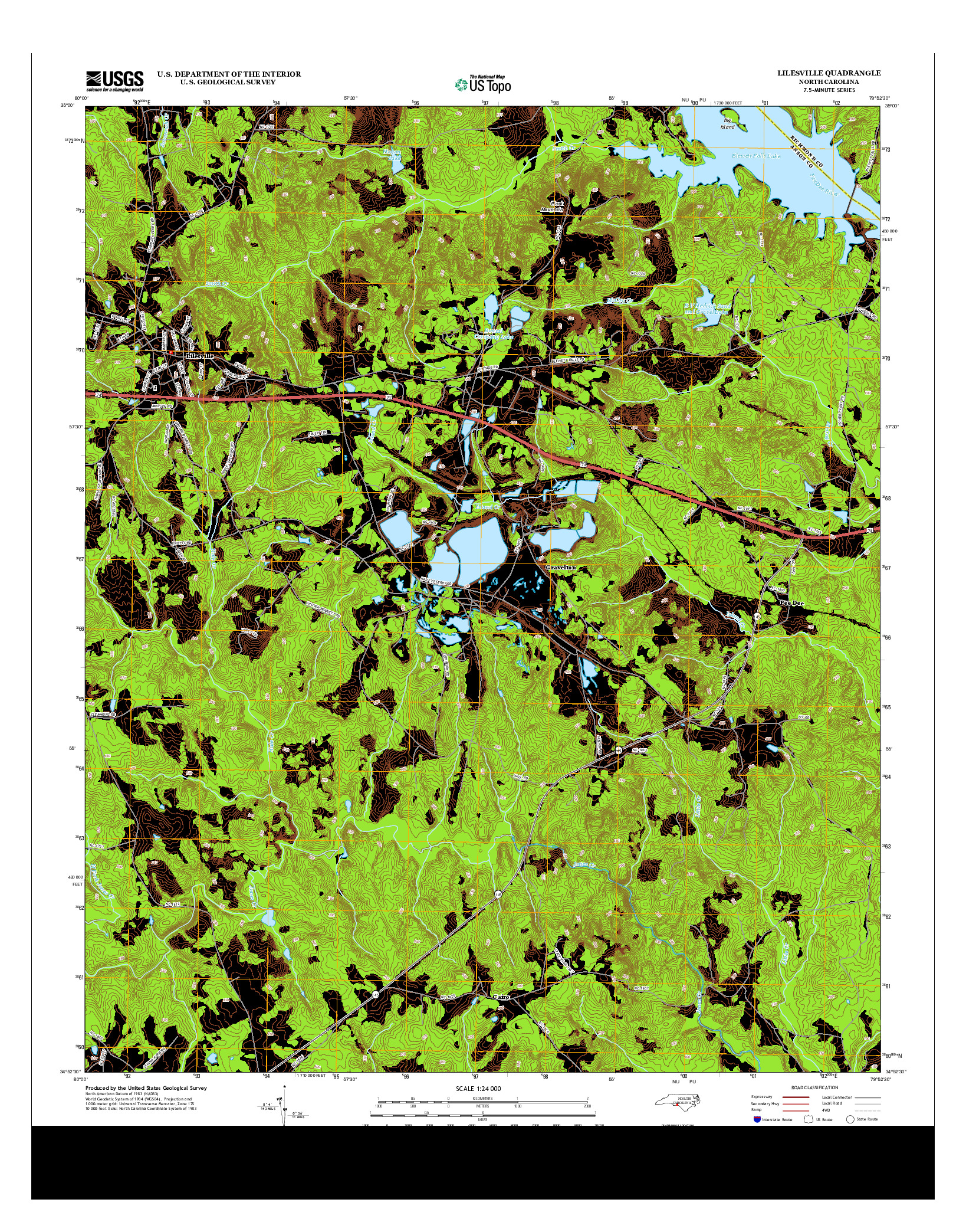 USGS US TOPO 7.5-MINUTE MAP FOR LILESVILLE, NC 2013