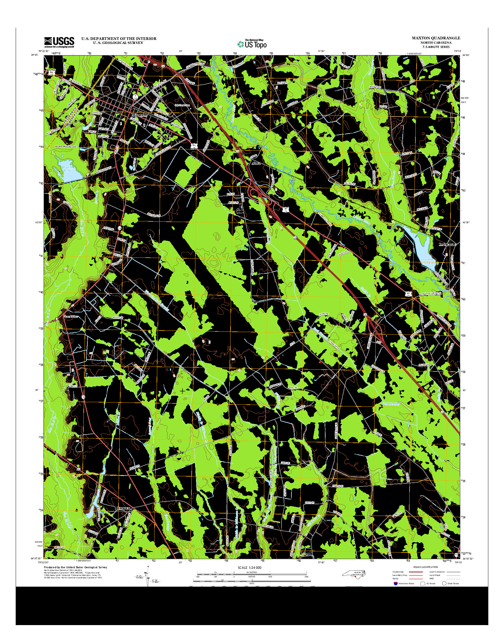 USGS US TOPO 7.5-MINUTE MAP FOR MAXTON, NC 2013