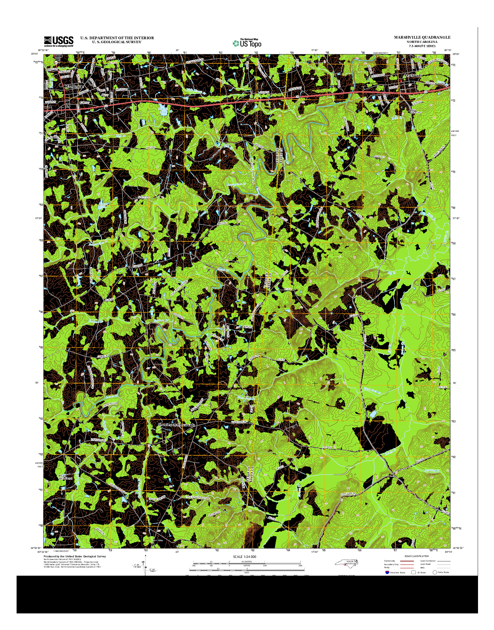 USGS US TOPO 7.5-MINUTE MAP FOR MARSHVILLE, NC 2013