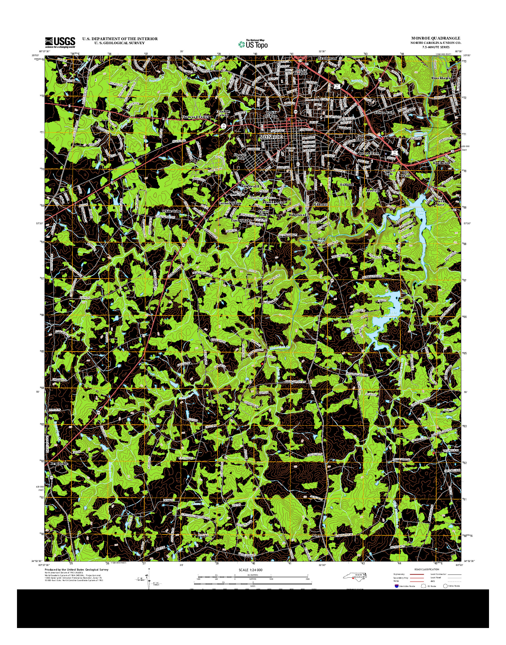 USGS US TOPO 7.5-MINUTE MAP FOR MONROE, NC 2013