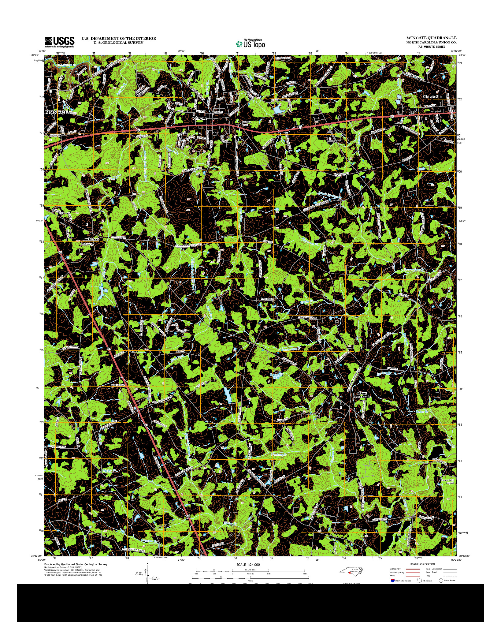 USGS US TOPO 7.5-MINUTE MAP FOR WINGATE, NC 2013