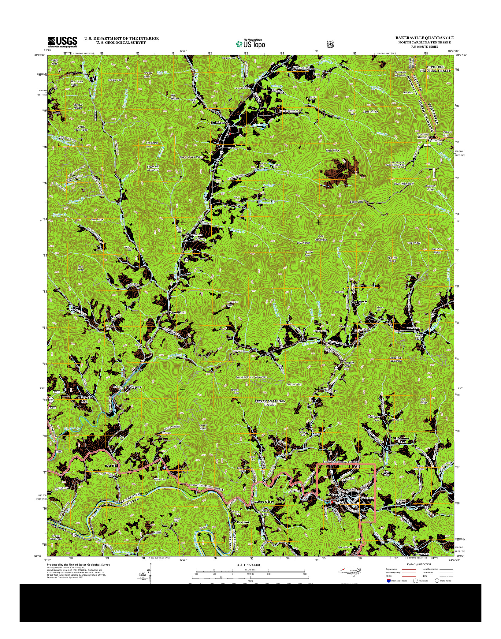 USGS US TOPO 7.5-MINUTE MAP FOR BAKERSVILLE, NC-TN 2013