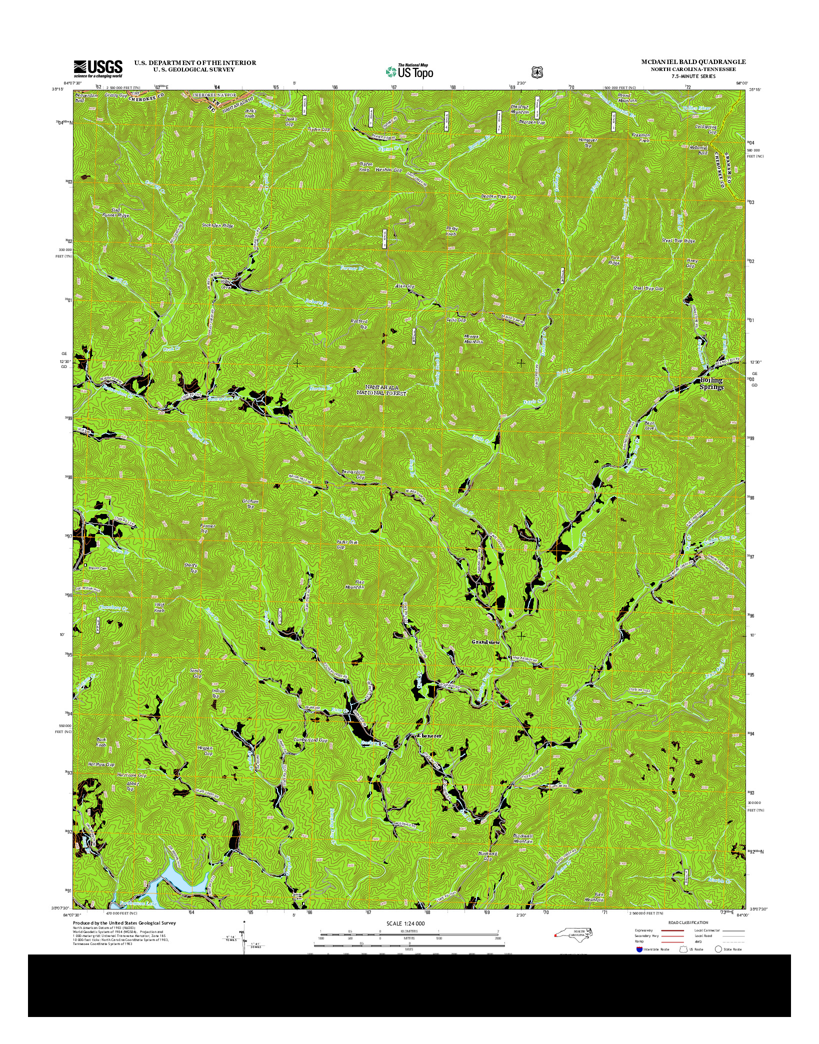 USGS US TOPO 7.5-MINUTE MAP FOR MCDANIEL BALD, NC-TN 2013