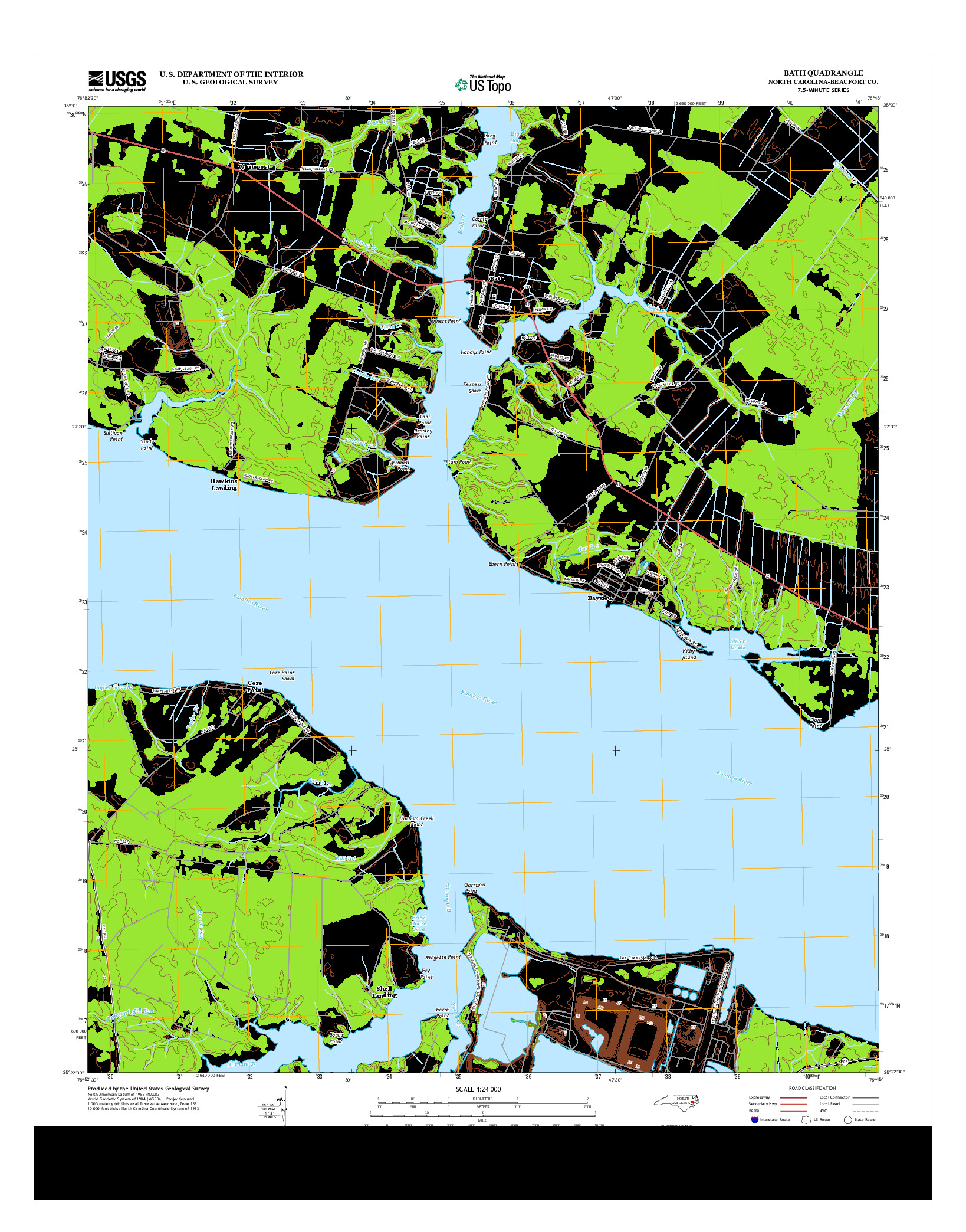 USGS US TOPO 7.5-MINUTE MAP FOR BATH, NC 2013