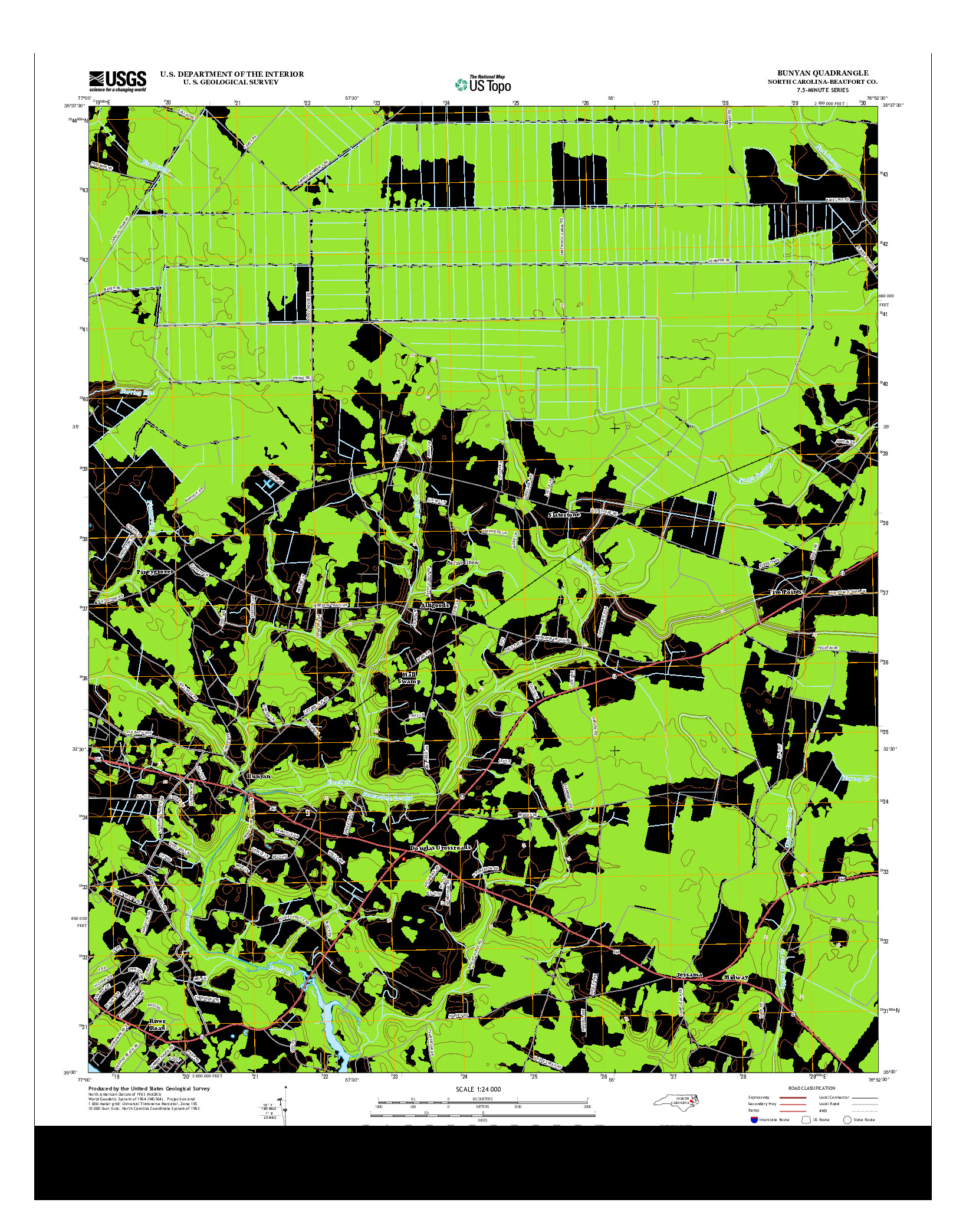 USGS US TOPO 7.5-MINUTE MAP FOR BUNYAN, NC 2013